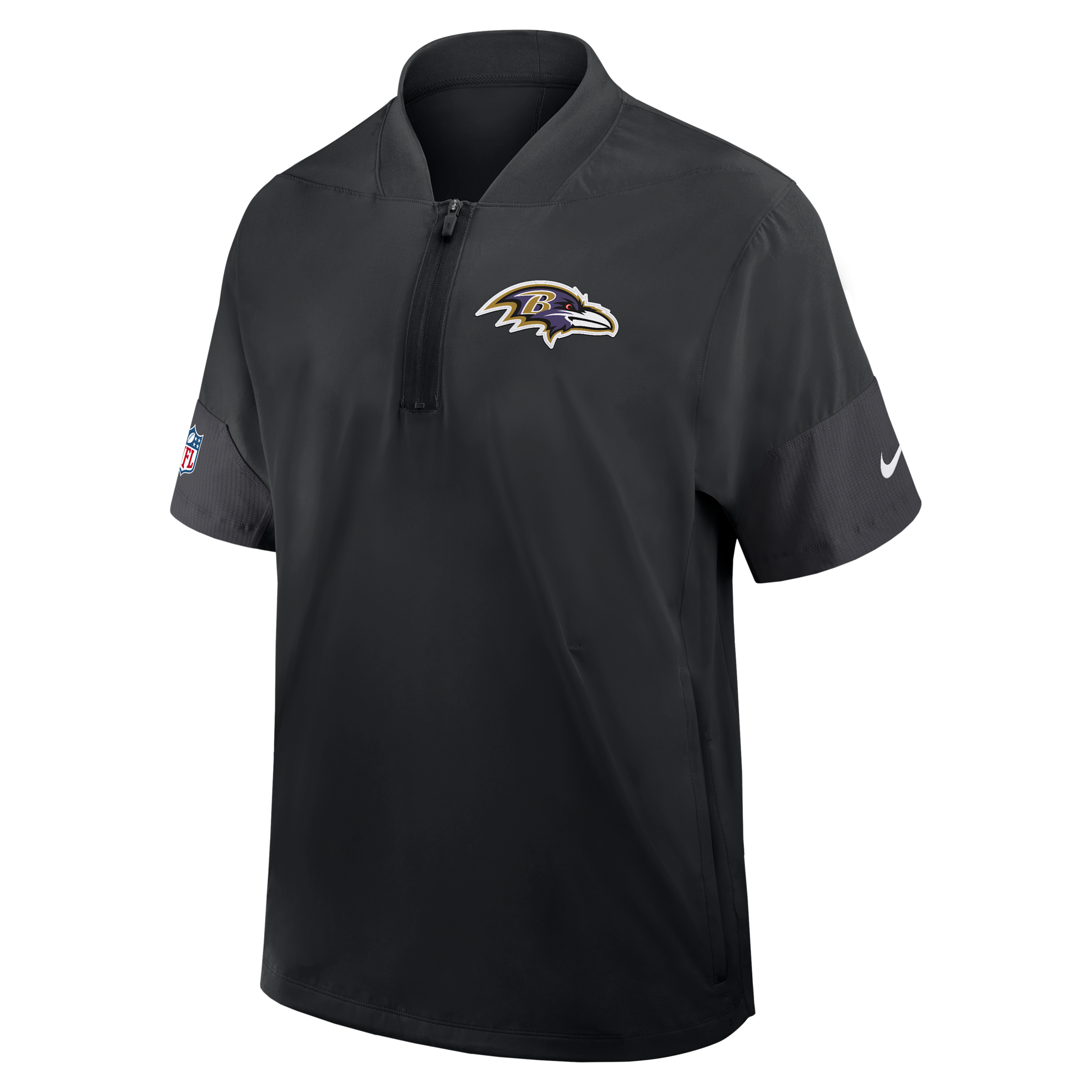 Baltimore Ravens Sideline Coach Nike Men's NFL 1/2-Zip Short-Sleeve Jacket in Black | 03BO166N8G-2J5