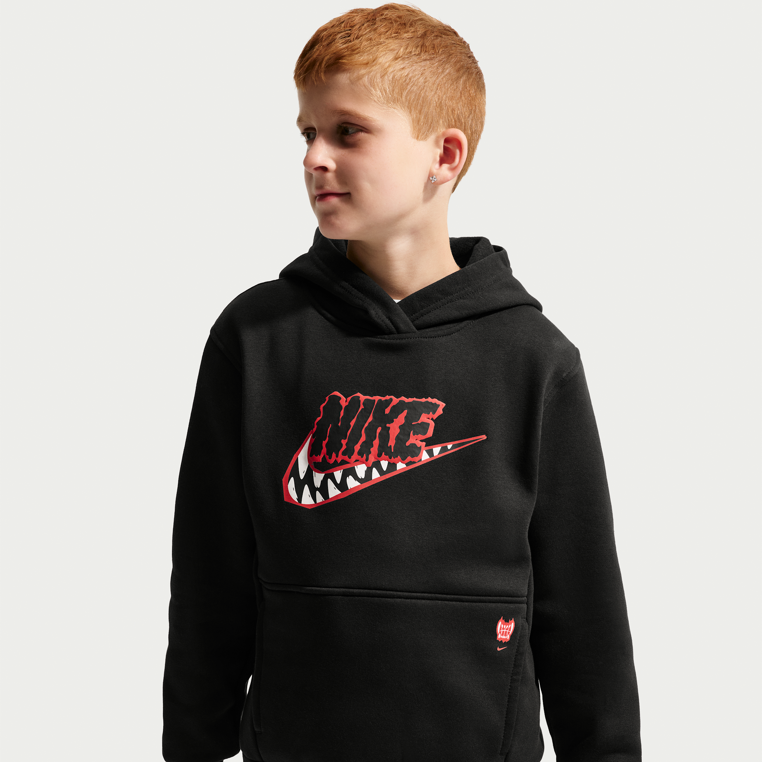 Nike Sportswear Club "Werewolf" Big Kids' Fleece Hoodie in Black | IZ1450-010