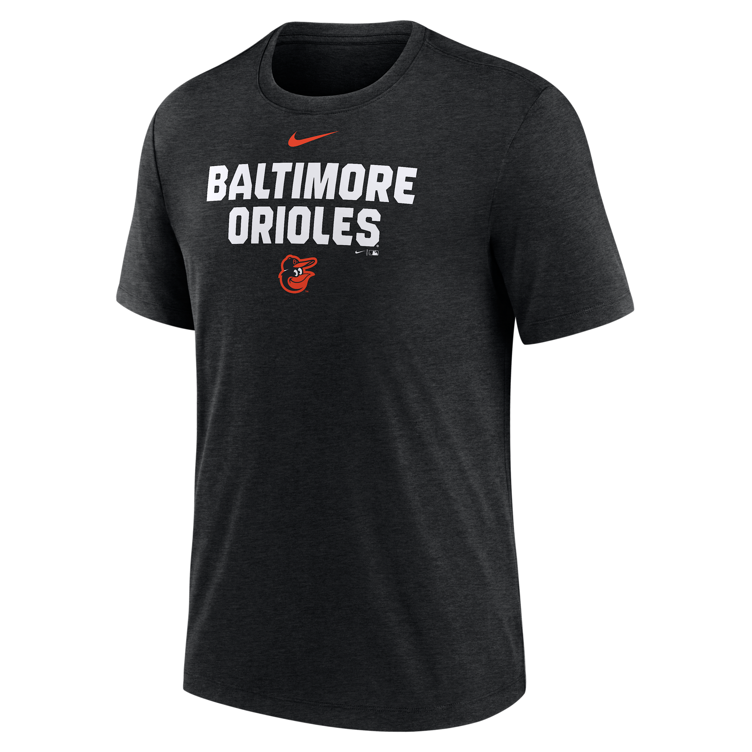 Nike Men's Heather Black Baltimore Orioles Stacked Tri-Blend T-Shirt - Heather Black