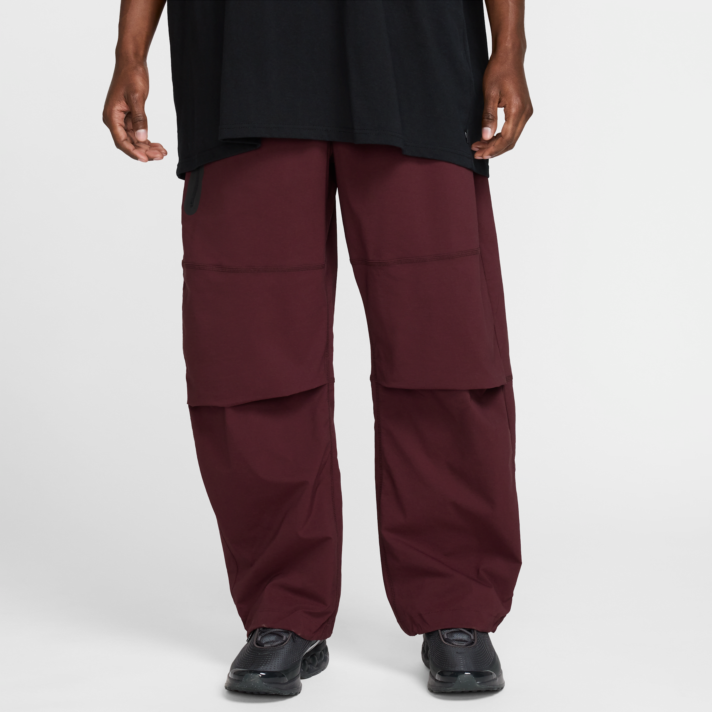 Nike Dri-fit Tech Wide Leg Woven Pants In Burgundy