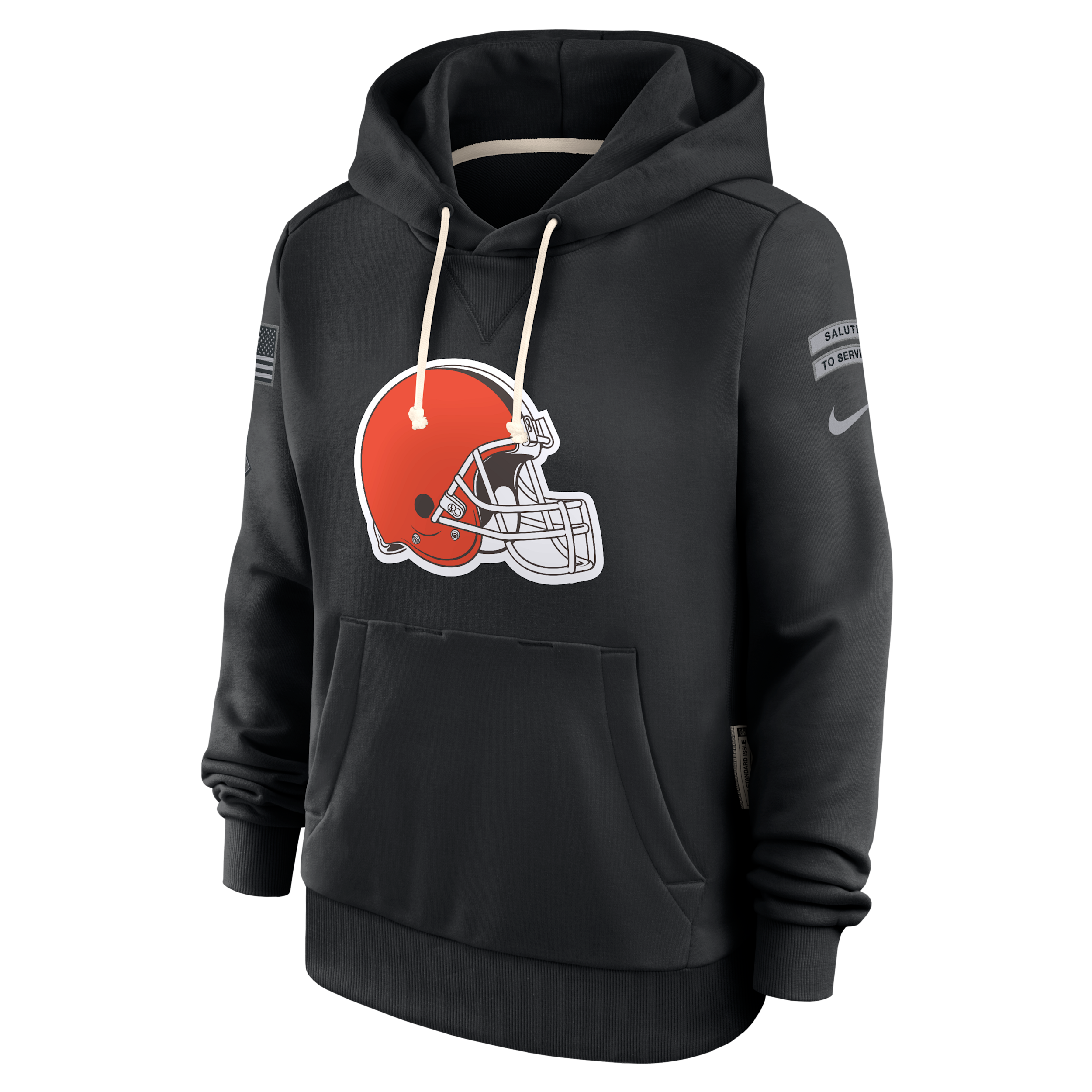 Cleveland Browns Salute to Service Sideline Nike Women's Dri-FIT NFL Pullover Hoodie in Black | 03C300AA28-CYB