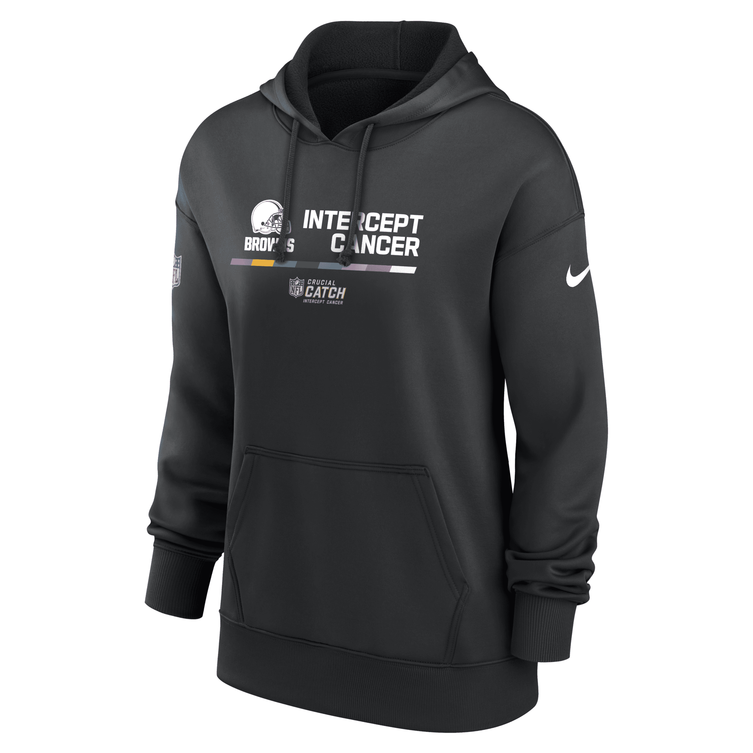 Shop Nike Women's Dri-fit Crucial Catch (nfl Cleveland Browns) Pullover Hoodie In Black