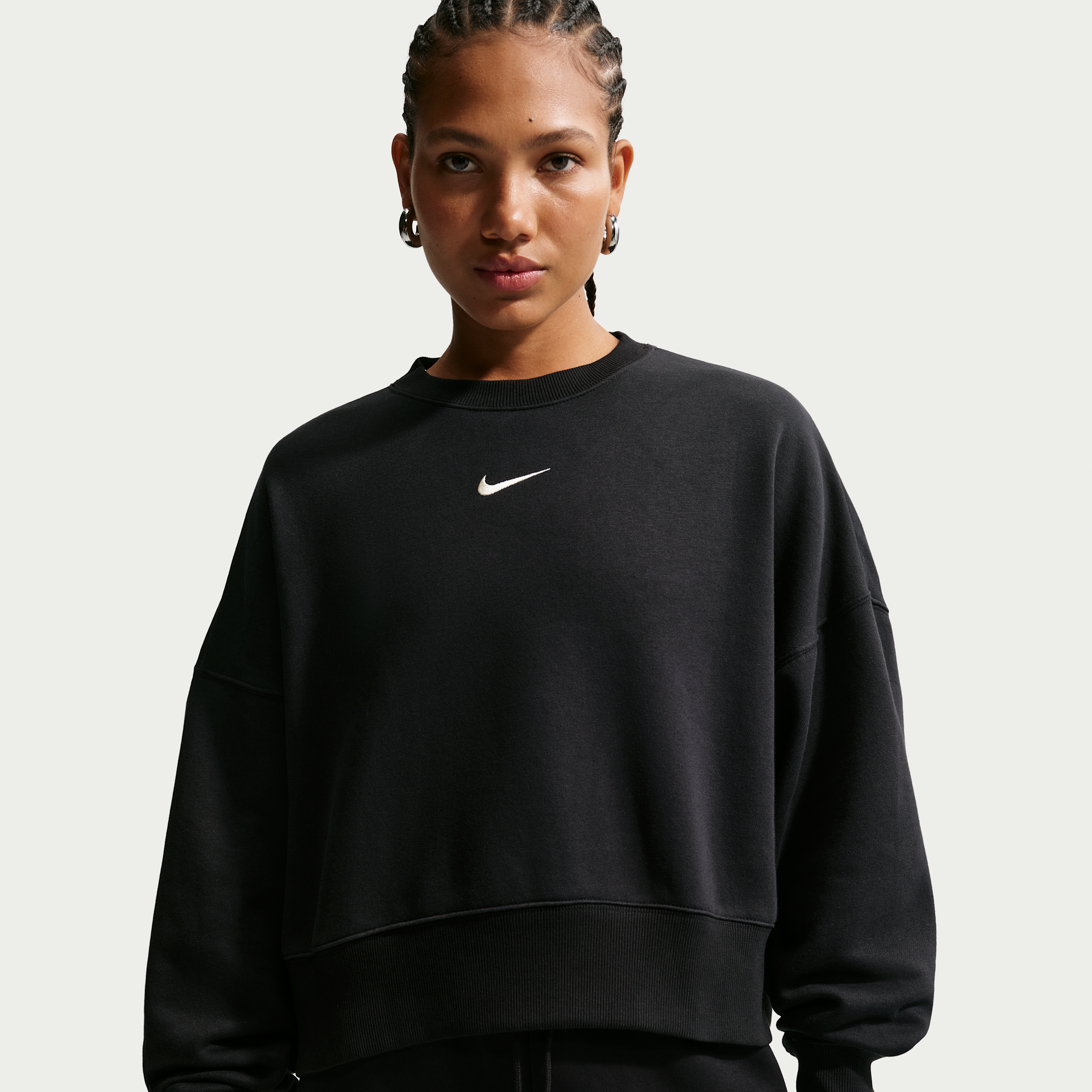 Women's Nike Sportswear Phoenix Fleece Over-Oversized Crew-Neck Sweatshirt in Black | DQ5761-010