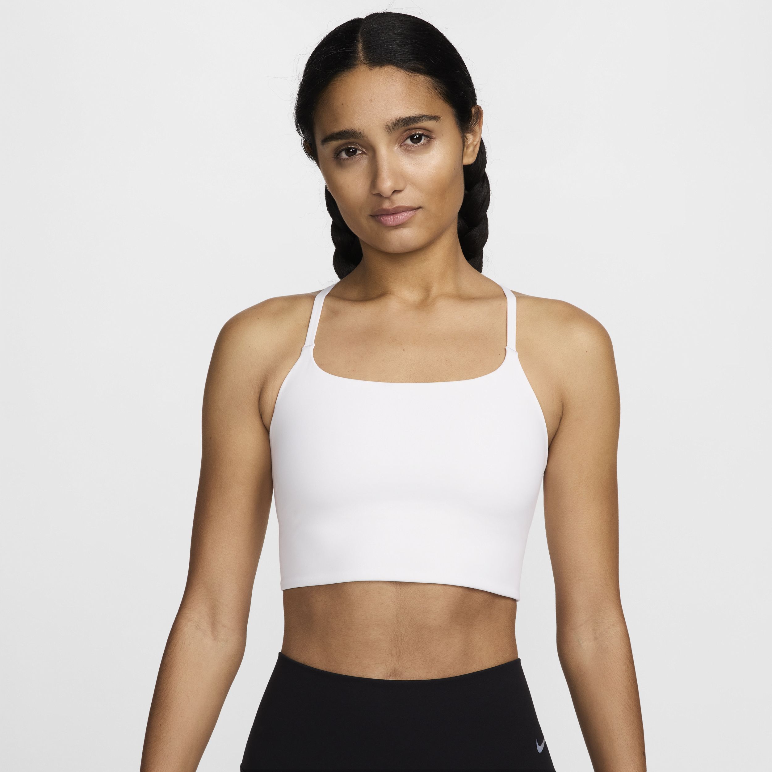 Shop Nike Women's One Convertible Light-support Lightly Lined Longline Sports Bra In White