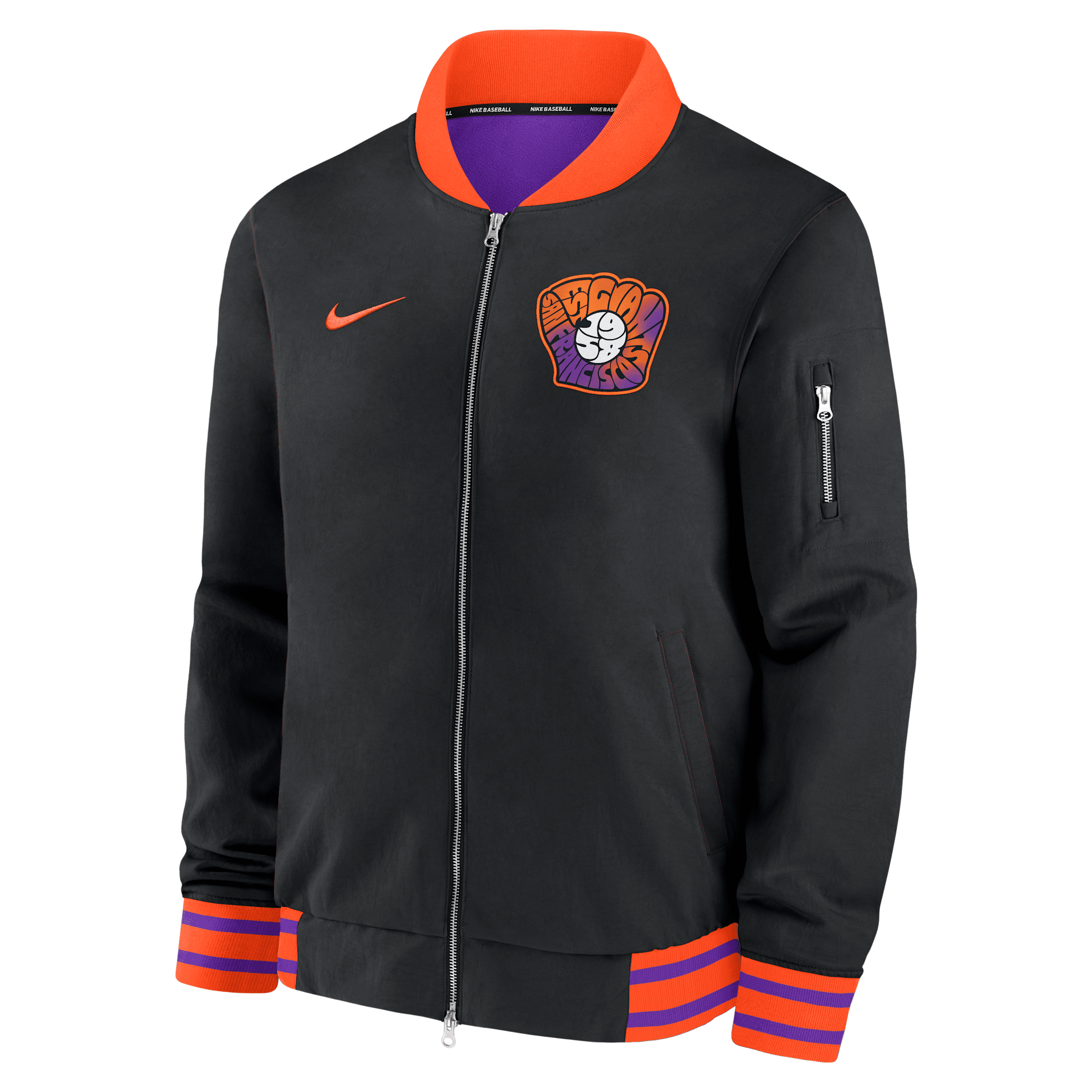 Nike San Francisco Giants Authentic Collection City Connect Men's Mlb Full-zip Bomber Jacket In Black