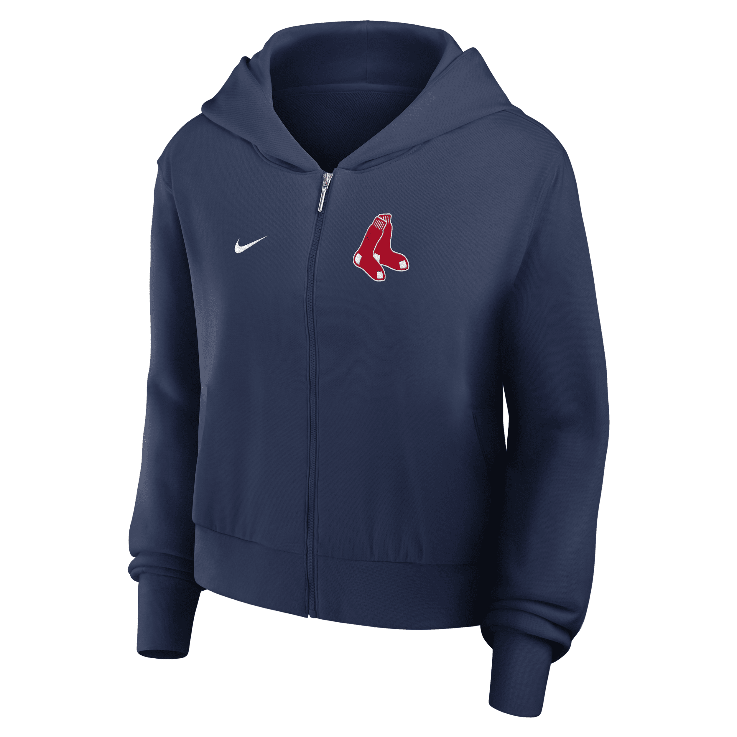 Nike Navy Boston Red Sox Cropped Chill Full-zip Hoodie In Blue