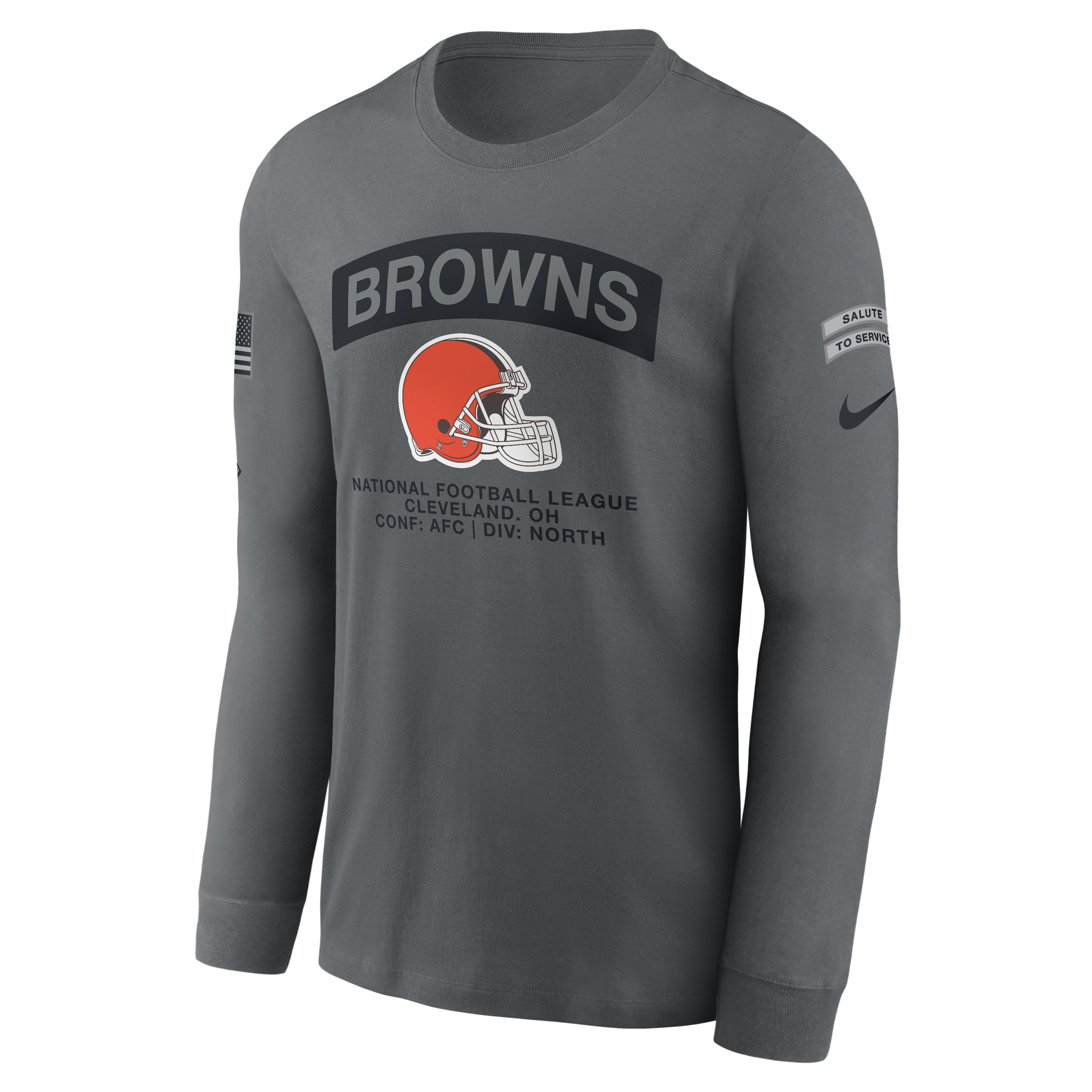 Cleveland Browns Salute to Service Nike Men's NFL Long-Sleeve T-Shirt in Grey | NKAC0AIA28-RFD