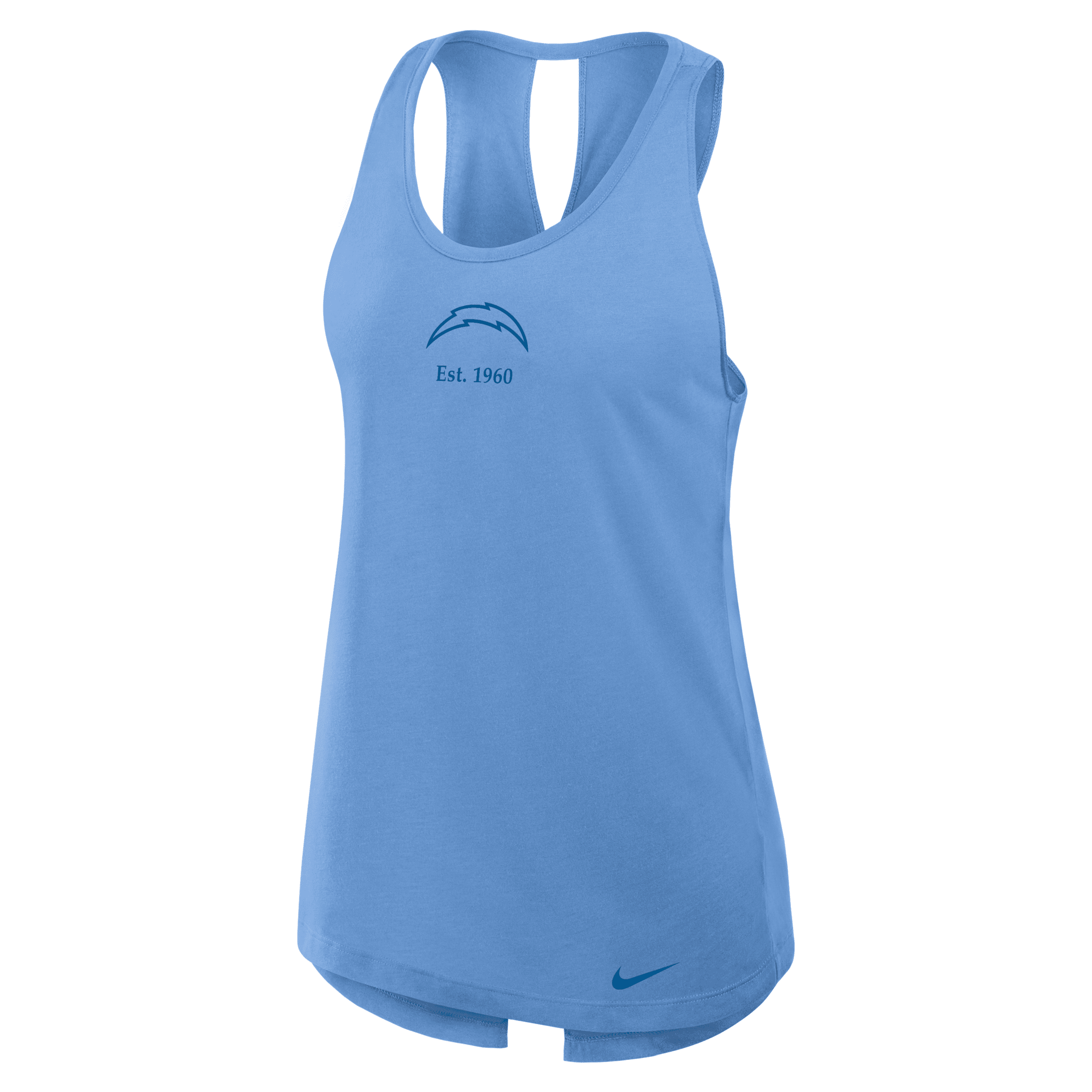 Nike Powder Blue Los Angeles Chargers Glory Crisscross Performance Tank Top In Blue