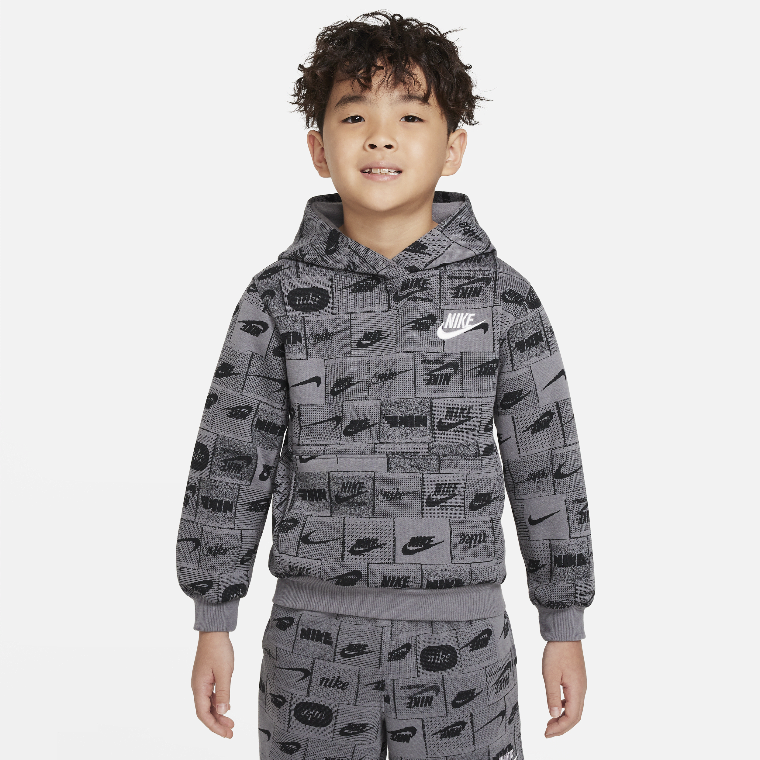 Nike Boys' Sportswear Club Printed Hoodie - Little Kid In Grey