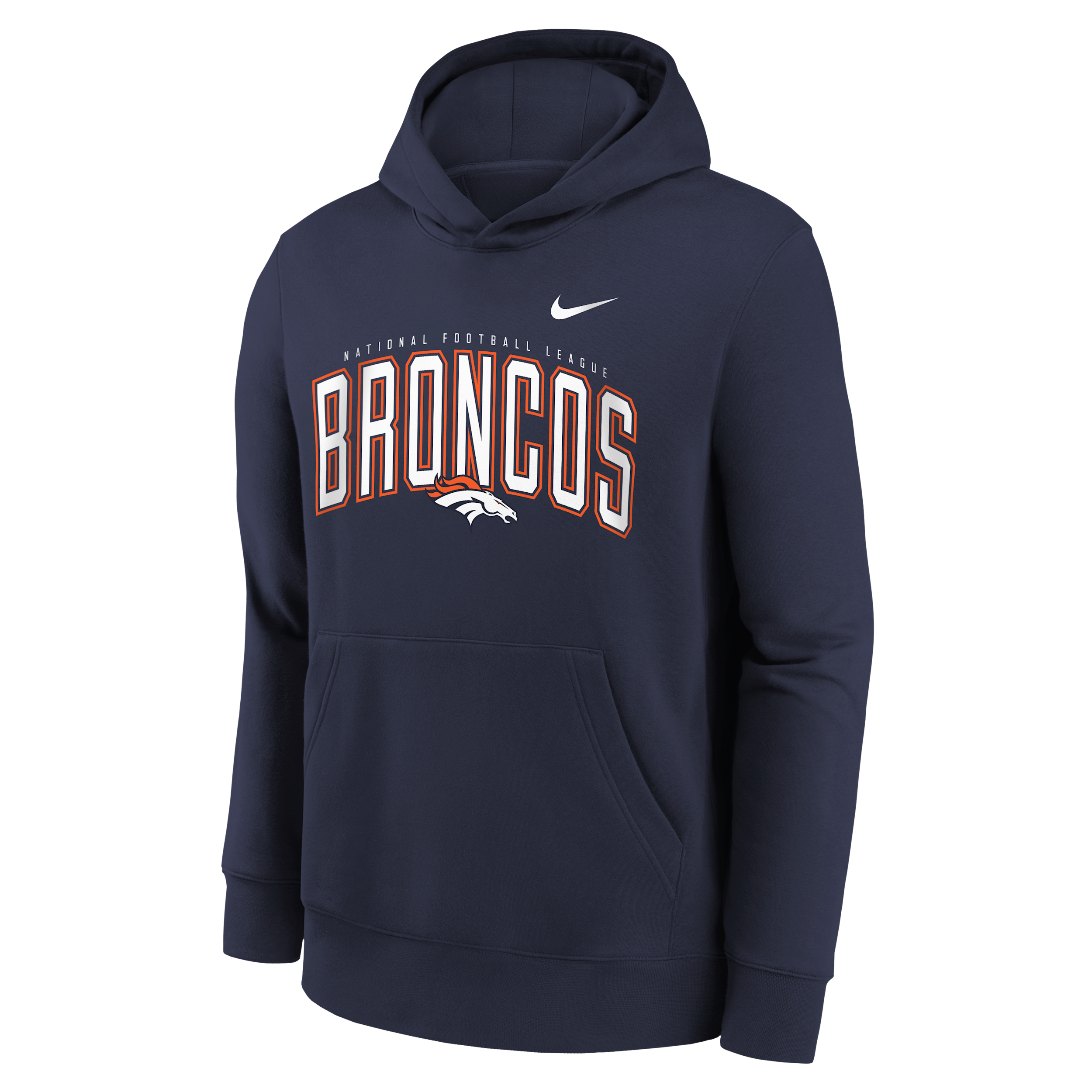 Denver Broncos Essentials Club Logo Arch Big Kids' Nike NFL Pullover Crew in Blue | Z1B7NFQQBRC-NBO