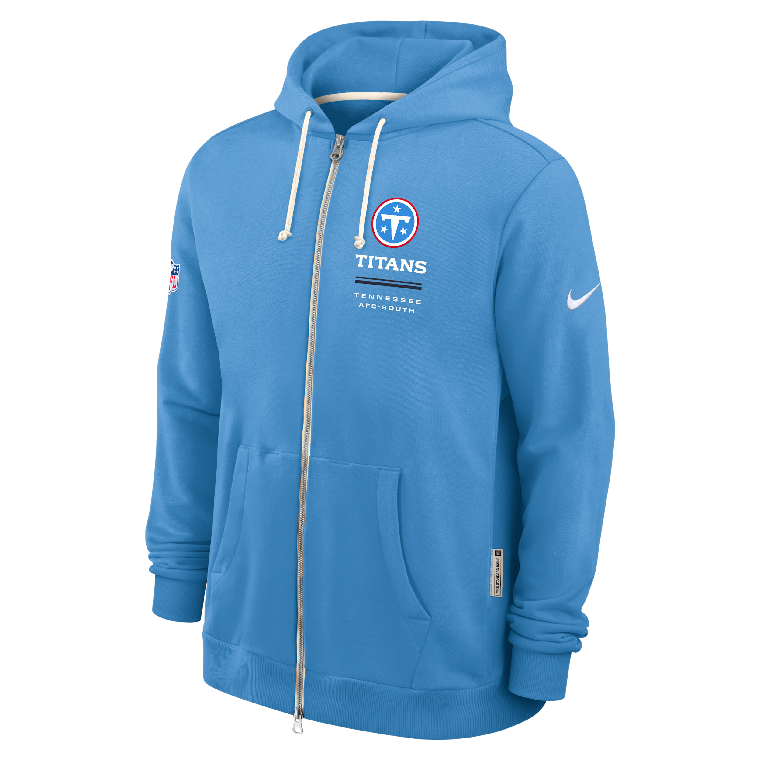 Men's Nike Light Blue Tennessee Titans Sideline Standard Issue Quarterback Scramble Dri-FIT Full-Zip Hoodie