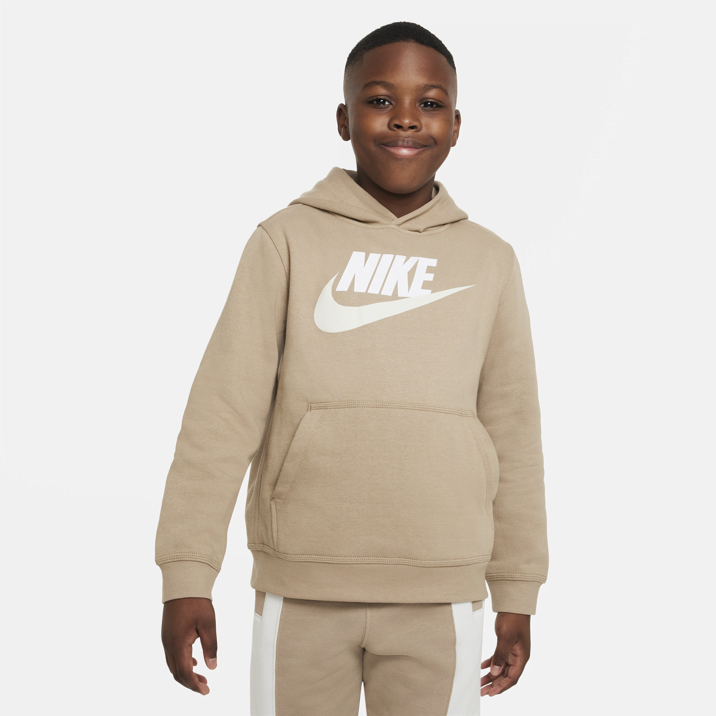 Nike Sportswear Club Fleece Big Kids' (boys') Pullover Hoodie (extended Size) In Brown