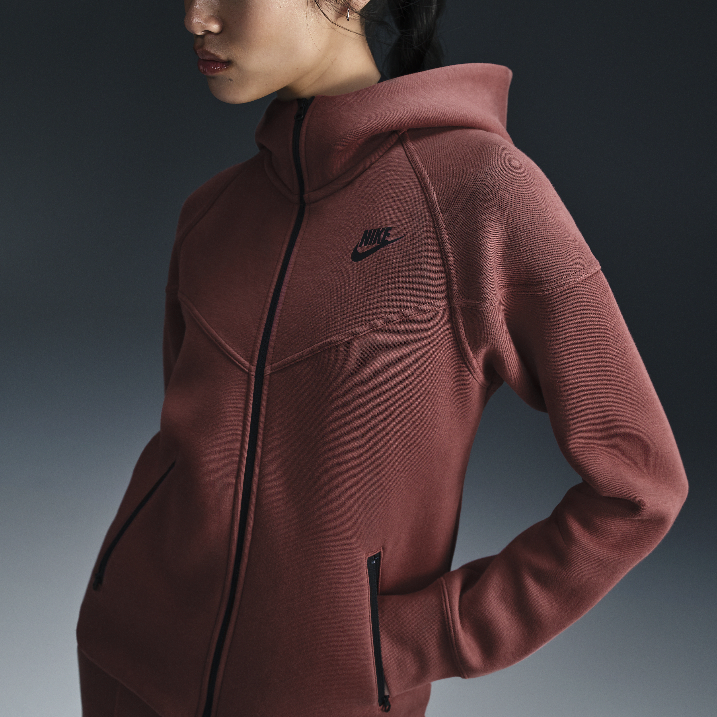 Nike Women's Sportswear Tech Fleece Windrunner Full-zip Hoodie In Brown