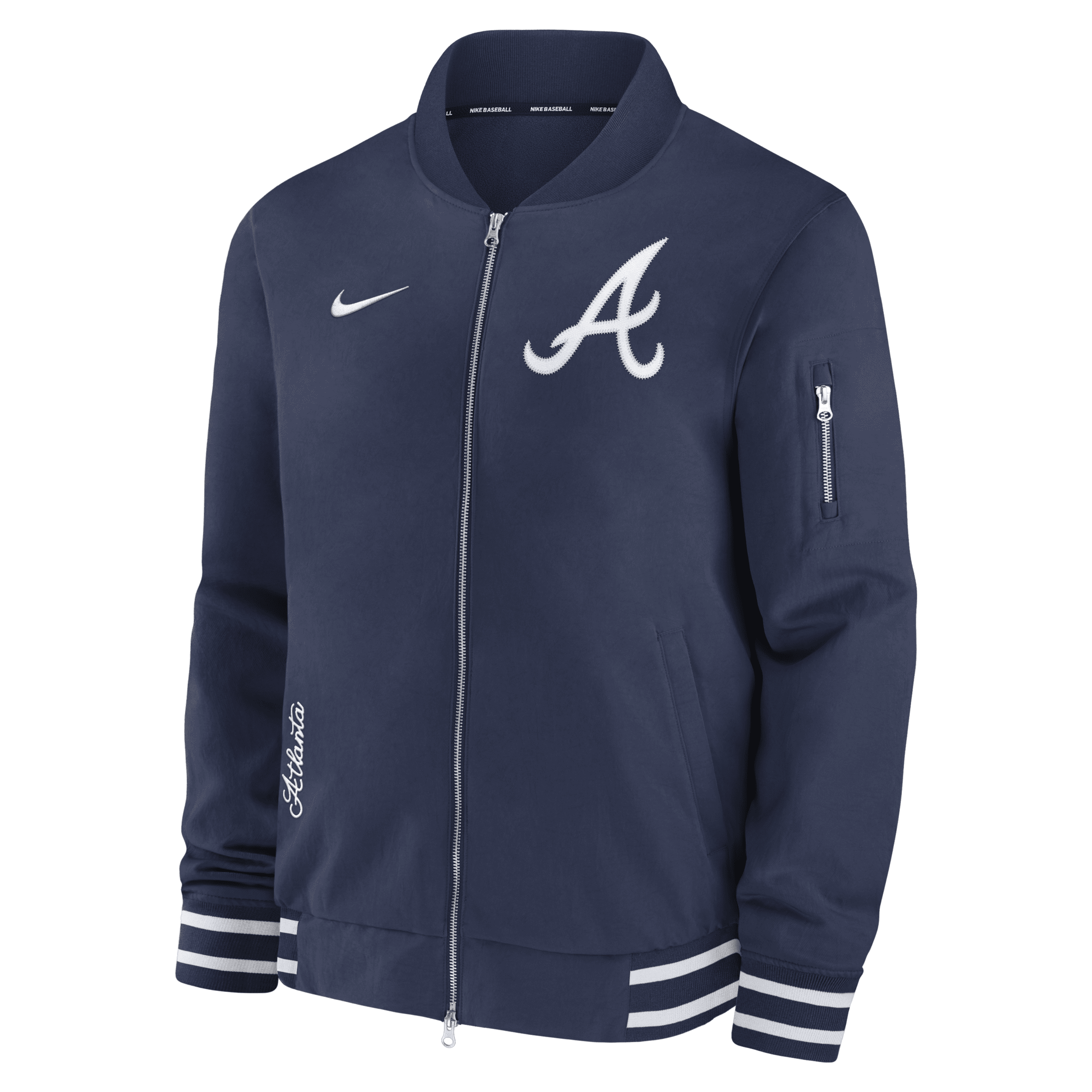Nike Atlanta Braves Authentic Collection  Men's Mlb Full-zip Bomber Jacket In Blue