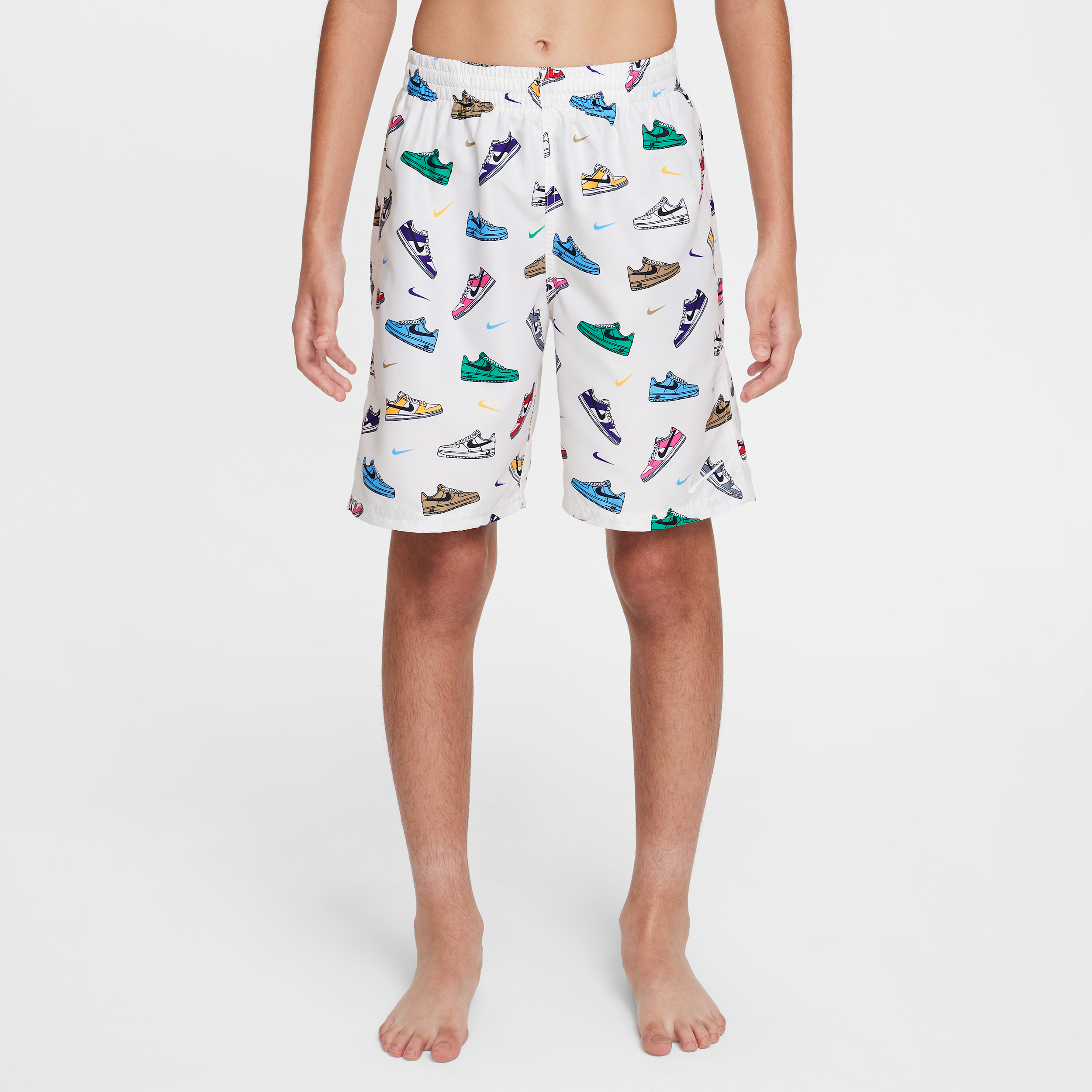 Nike Swim Breaker Big Kids' (Boys') 7" Brief-Lined Volley Short in White | NESSF806-107