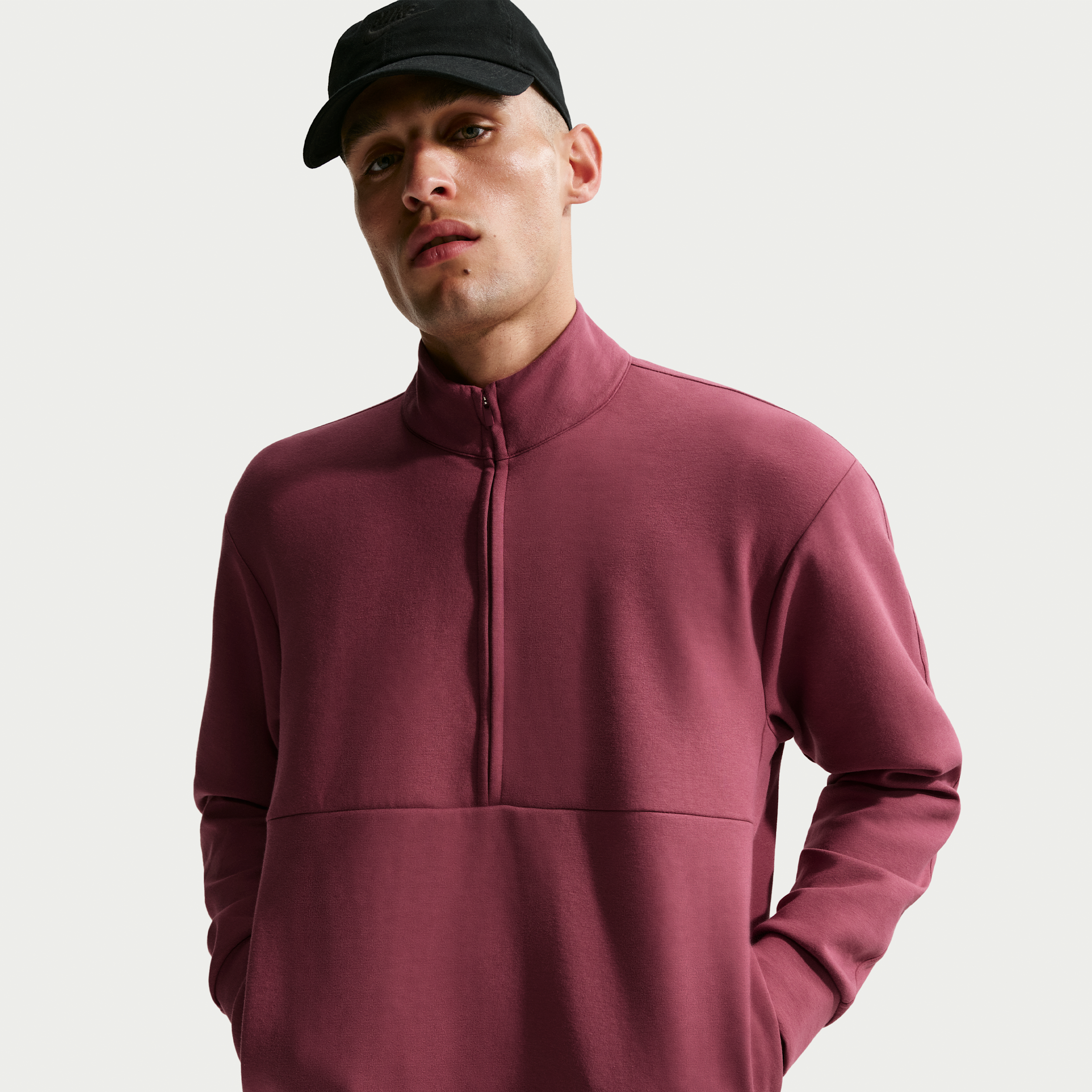 Nike Men's 24.7 ImpossiblySoft Dri-FIT 1/2-Zip Top in Red | HQ6953-658