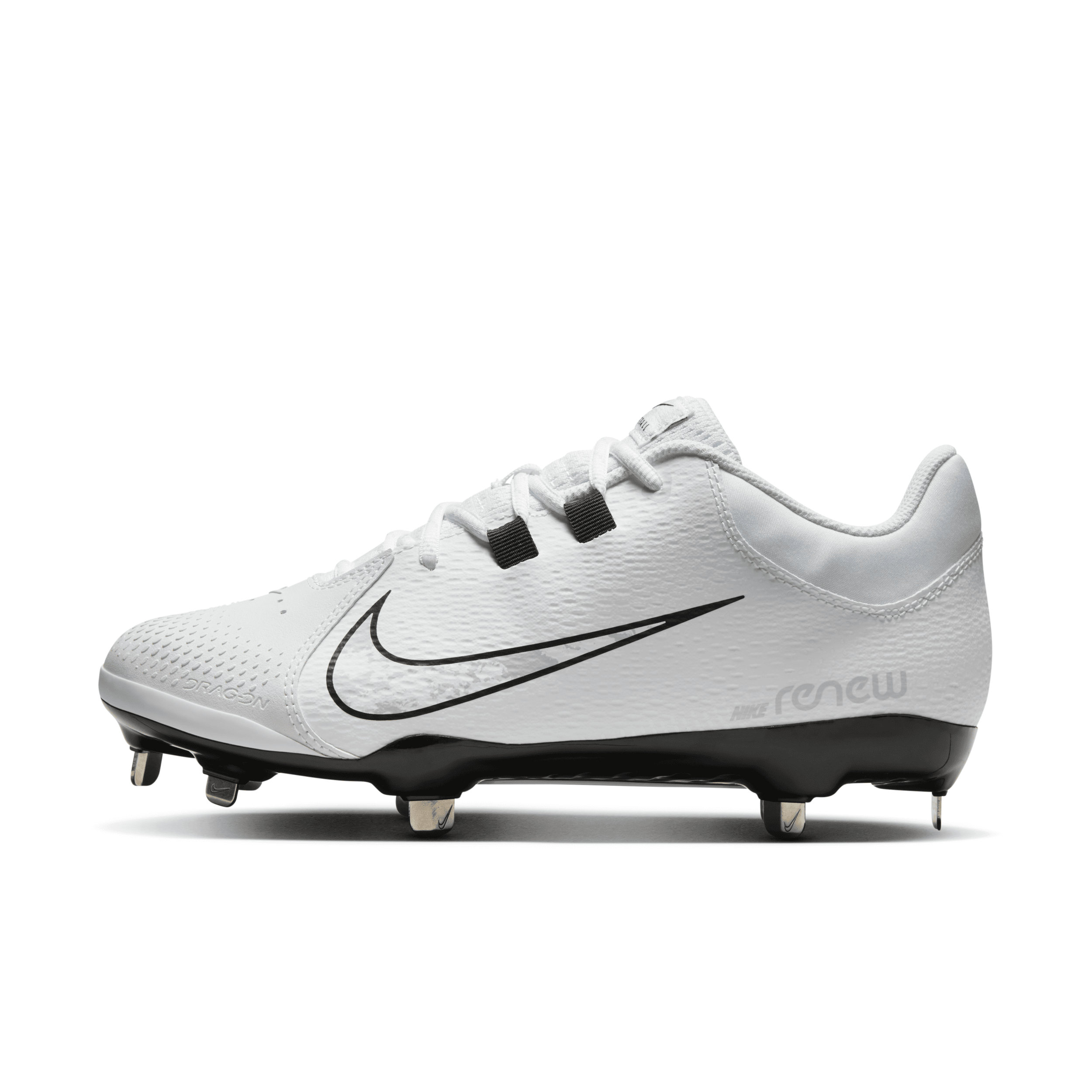 Nike Hyperdiamond 4 Pro Metal Fastpitch Softball Cleats, Size 7, White/Grey/Black