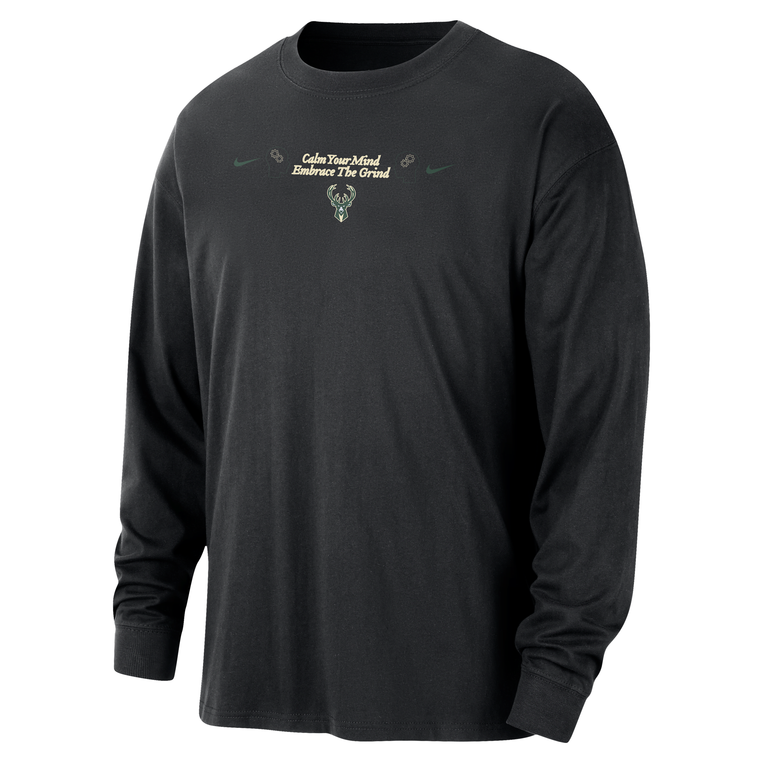 Milwaukee Bucks Courtside Nike Men's NBA Max90 Long-Sleeve T-Shirt in Black | HQ0665-010