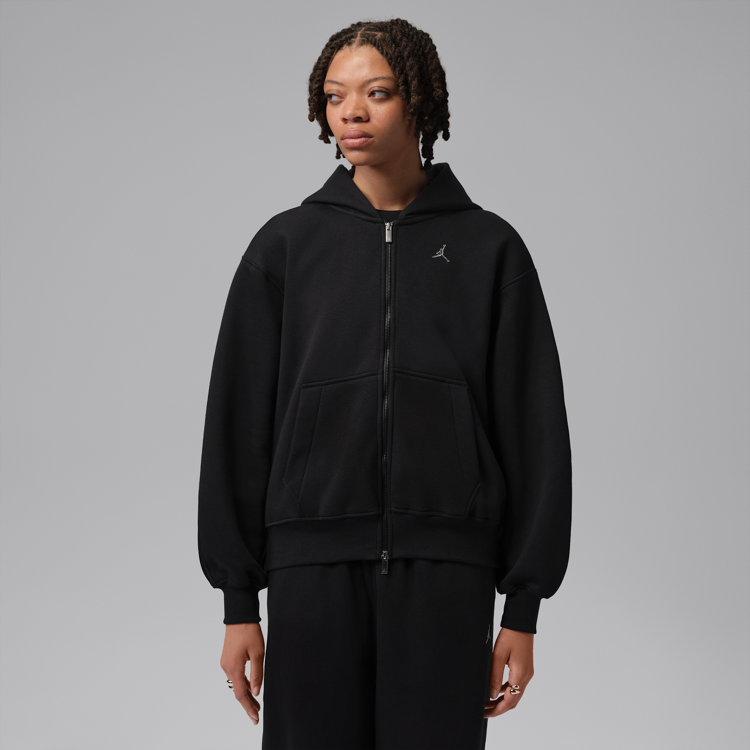 Women's Jordan Brooklyn Full-Zip Hoodie in Black | IM7282-010