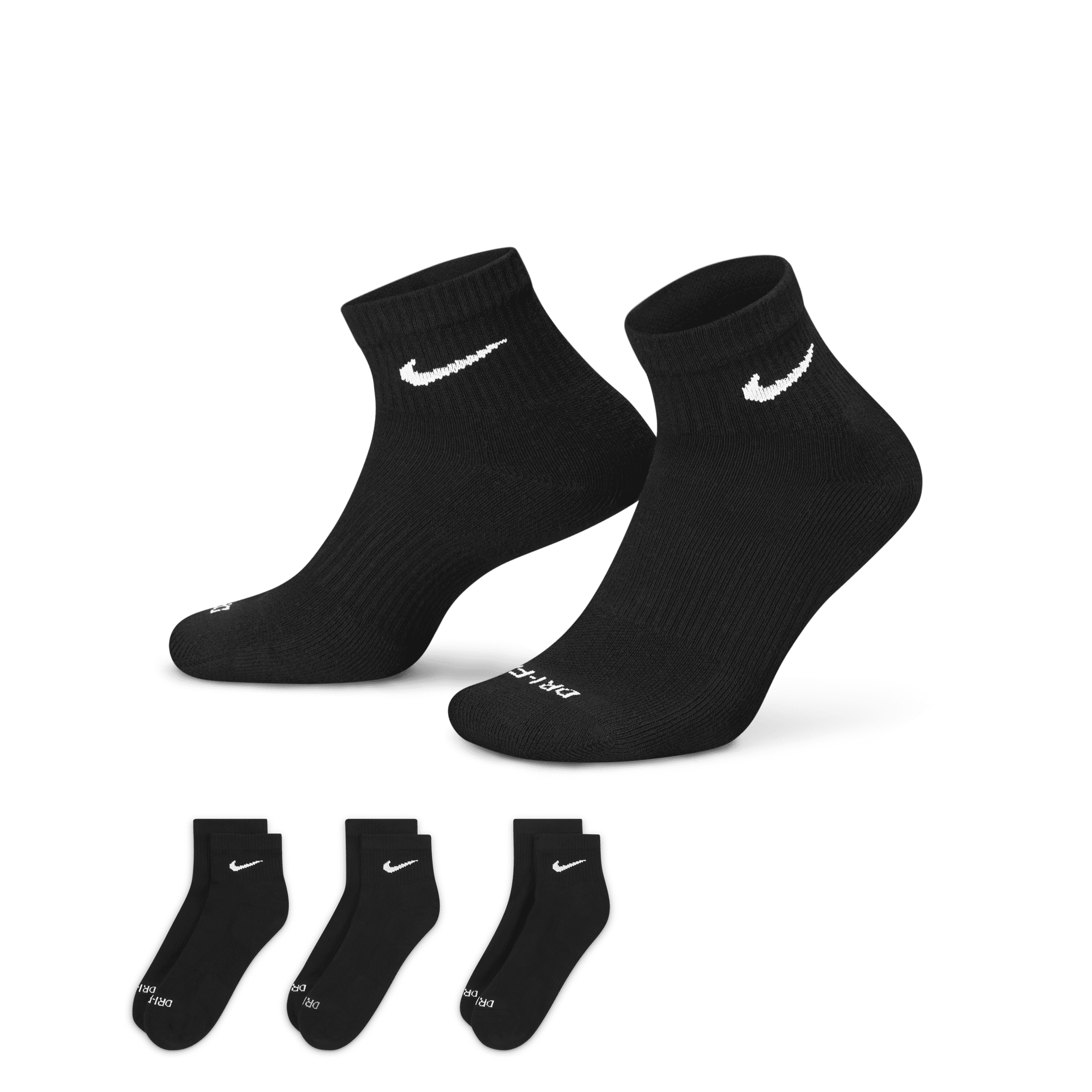 Nike Men's Everyday Plus Cushioned Training Ankle Socks (3 Pairs) in Black | SX6890-010