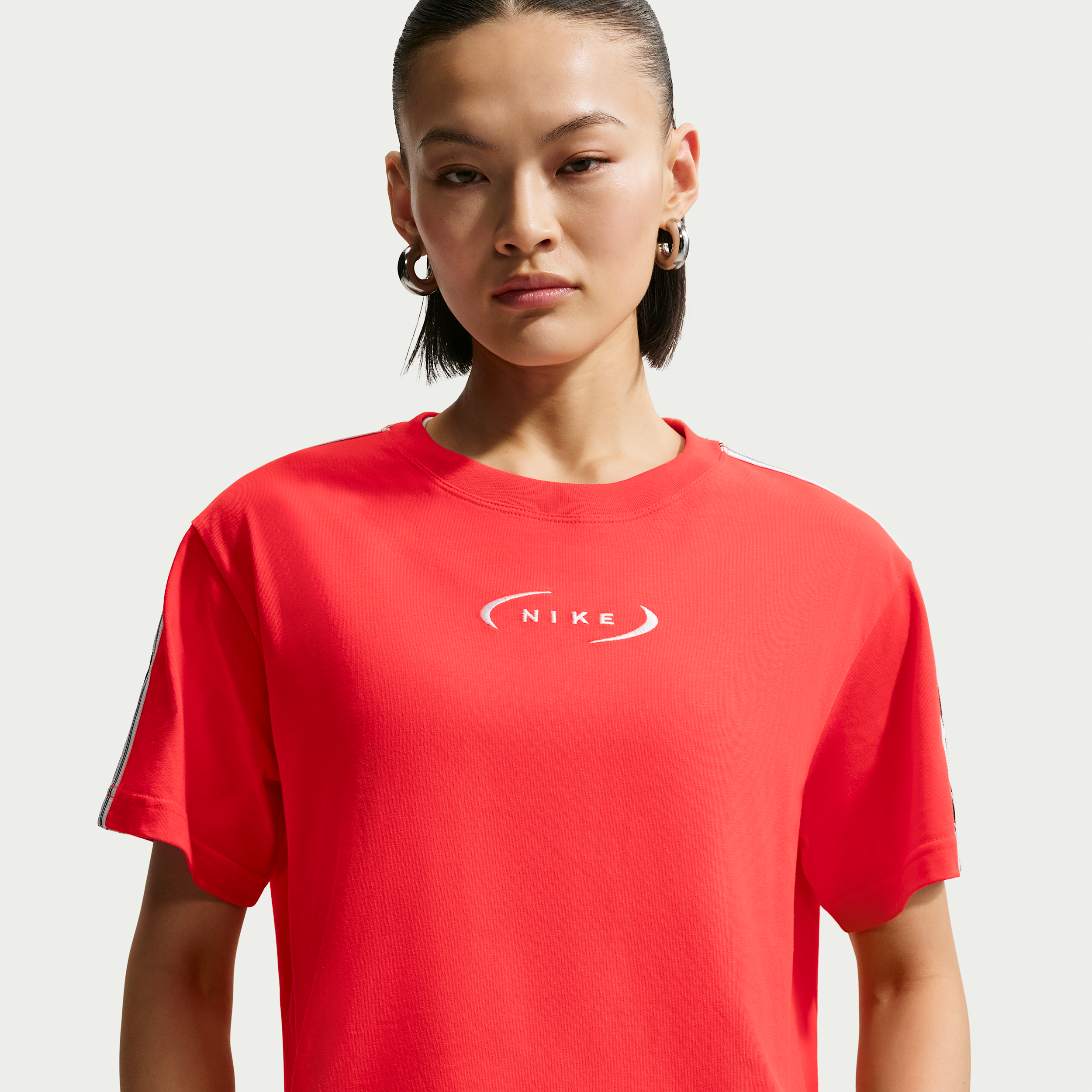 Women's Nike Sportswear Classic Loose Cropped T-Shirt in Red | IR7869-696