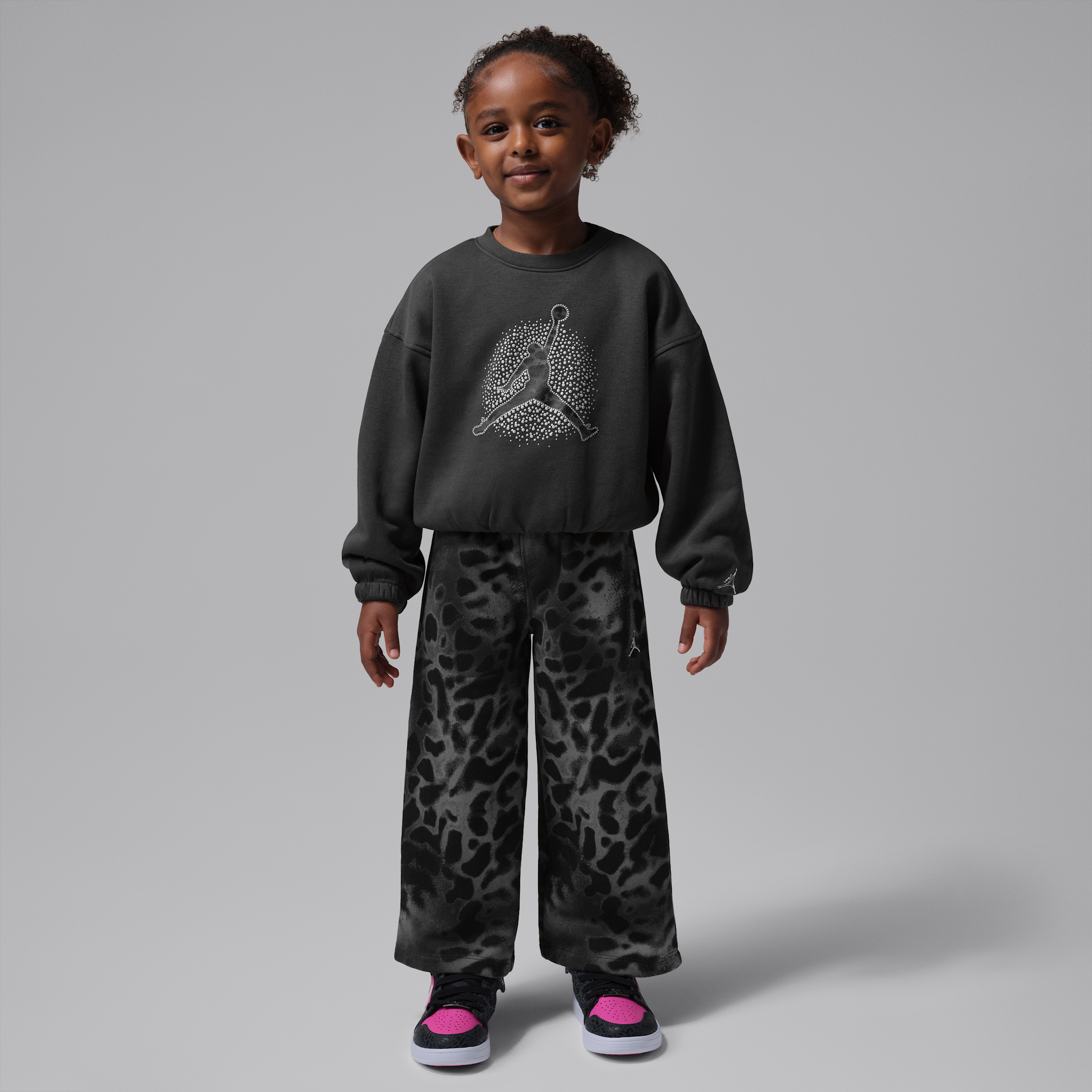 Jordan Little Kids' Fierce and Fearless 2-Piece Crew Set in Grey | 35G540-693