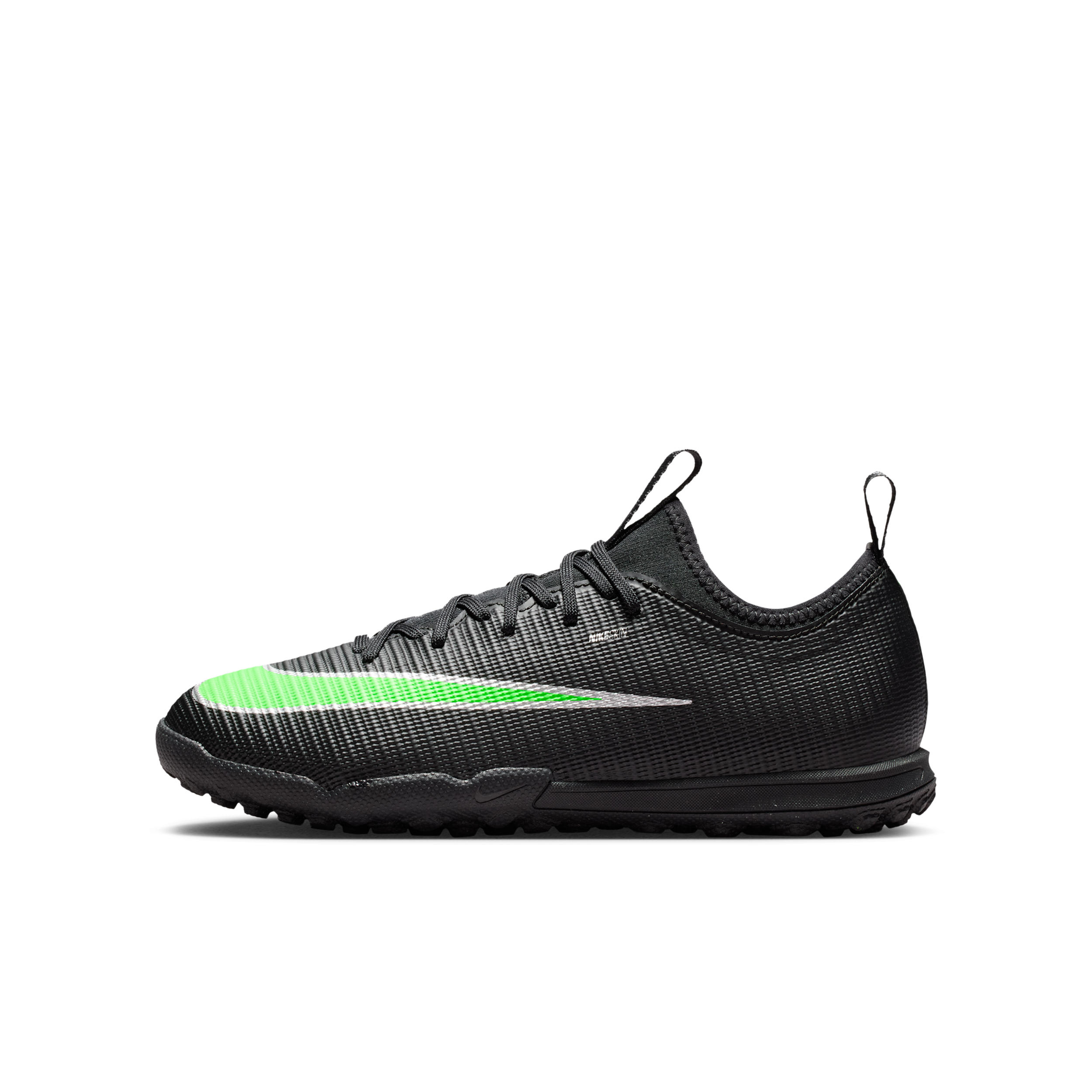 Nike Jr. Mercurial Vapor 17 Academy Big Kids' Turf Low-Top Soccer Shoes in Black | IO0142-001