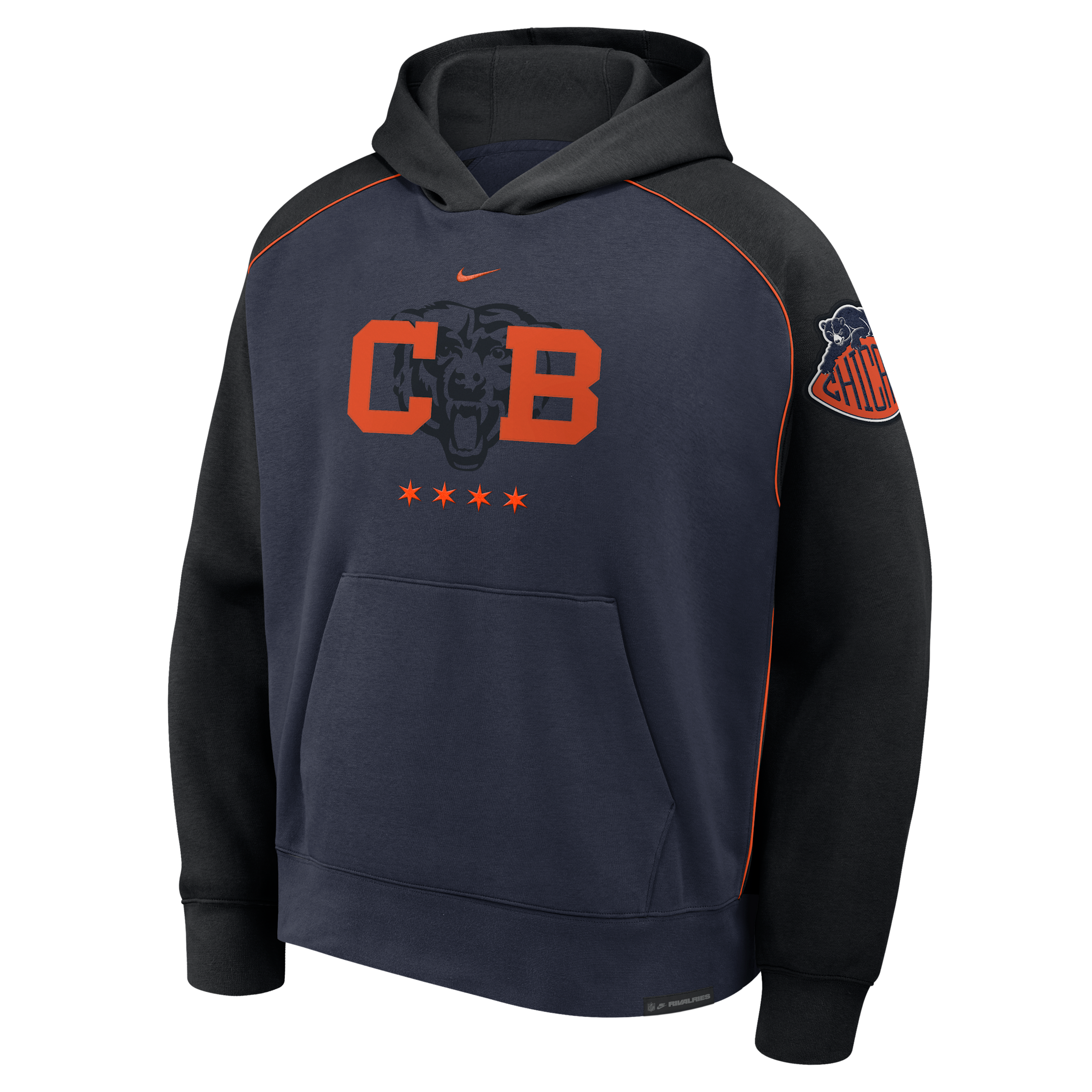 Nike Men's Navy/ Black Chicago Bears 2026 Rivalries Collection Air Pullover Hoodie - Navy, Black