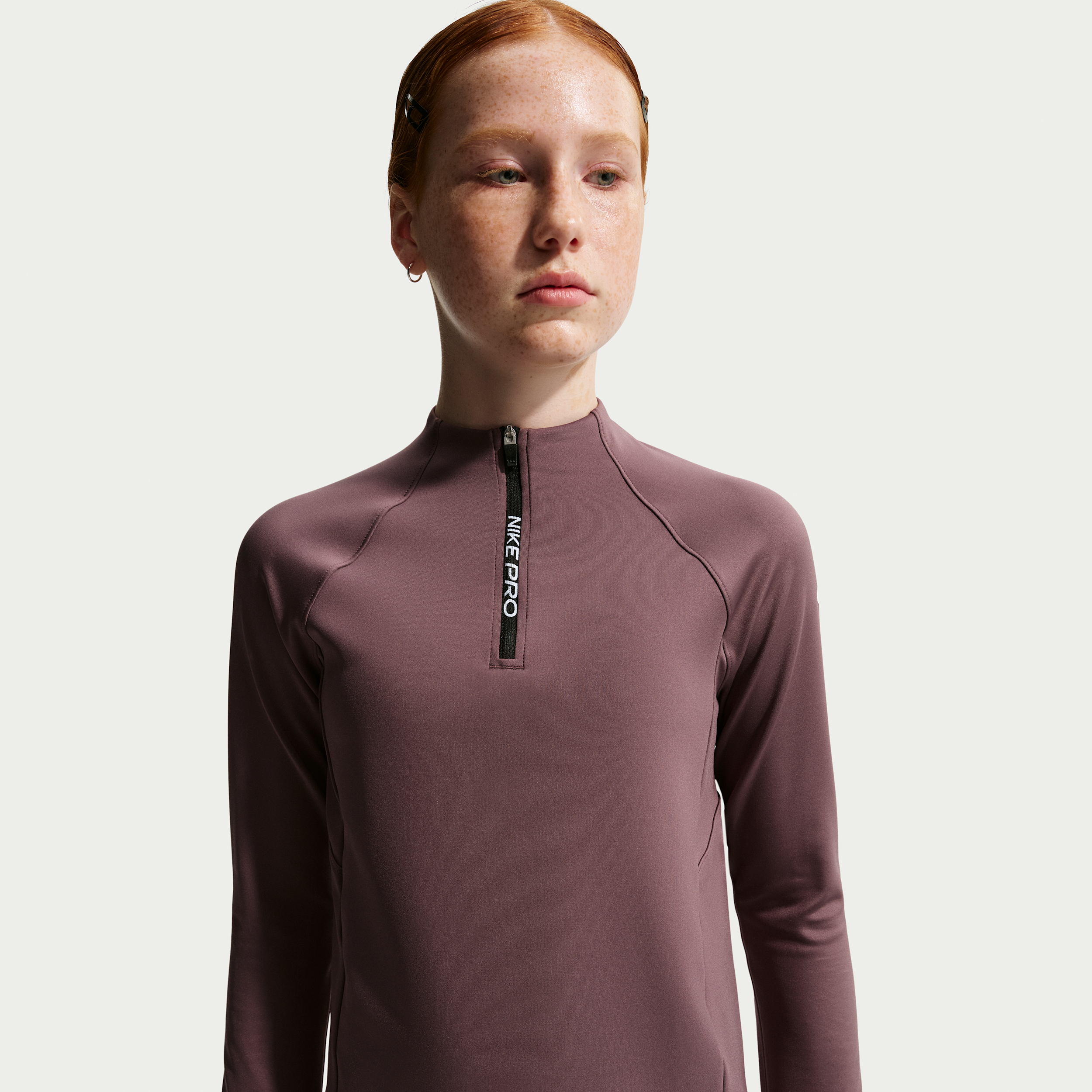 Nike Pro Big Kids' (Girls') Dri-FIT Half-Zip Long Sleeve in Purple | IF1750-502