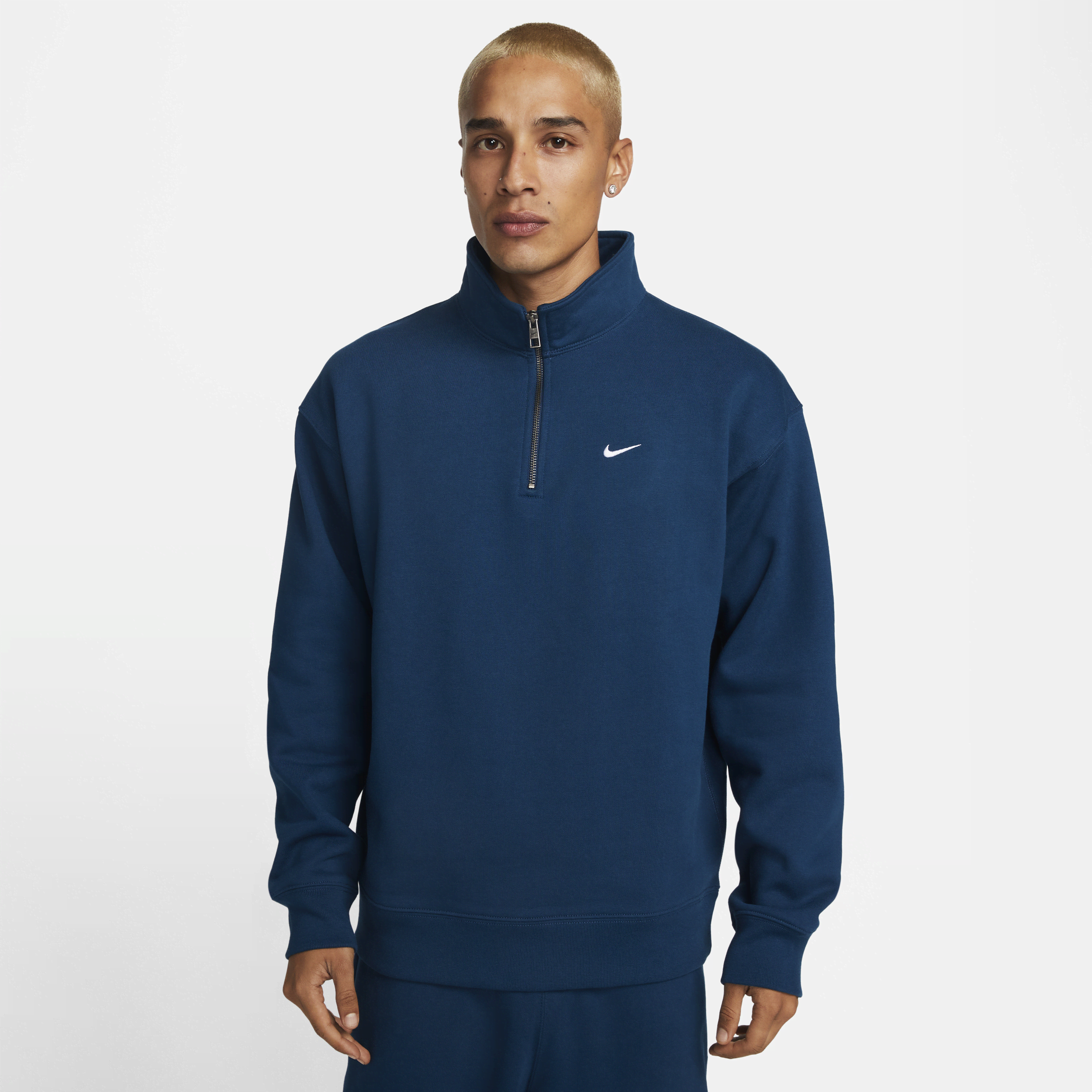 Nike Men's Solo Swoosh 1/4-zip Top In Blue