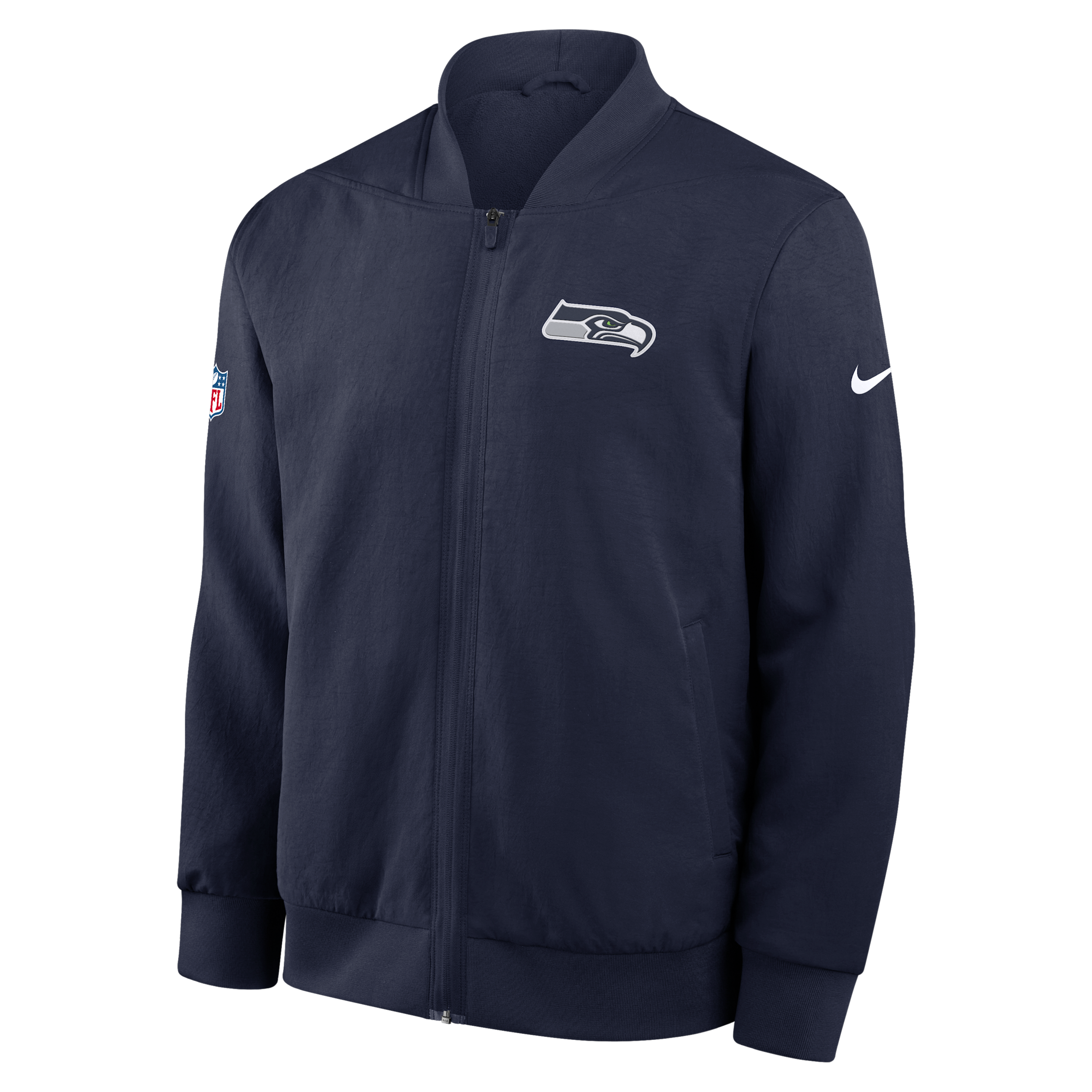 Nike Men's College Navy Seattle Seahawks Sideline Powerful Blocking Full-Zip Bomber Jacket - College Navy