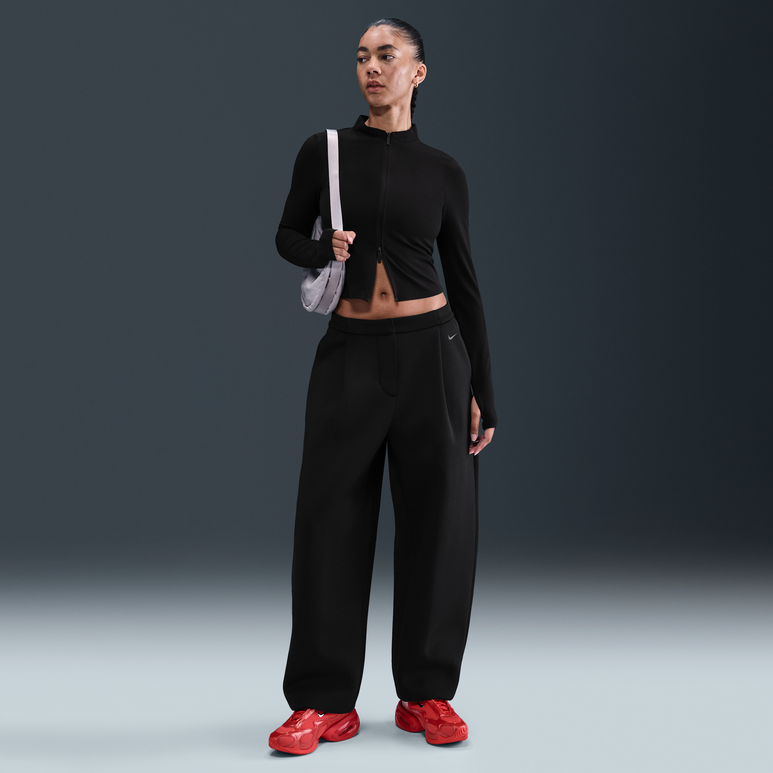 Nike Women's  Sportswear Modern Fleece Mid-rise Loose Pants In Black