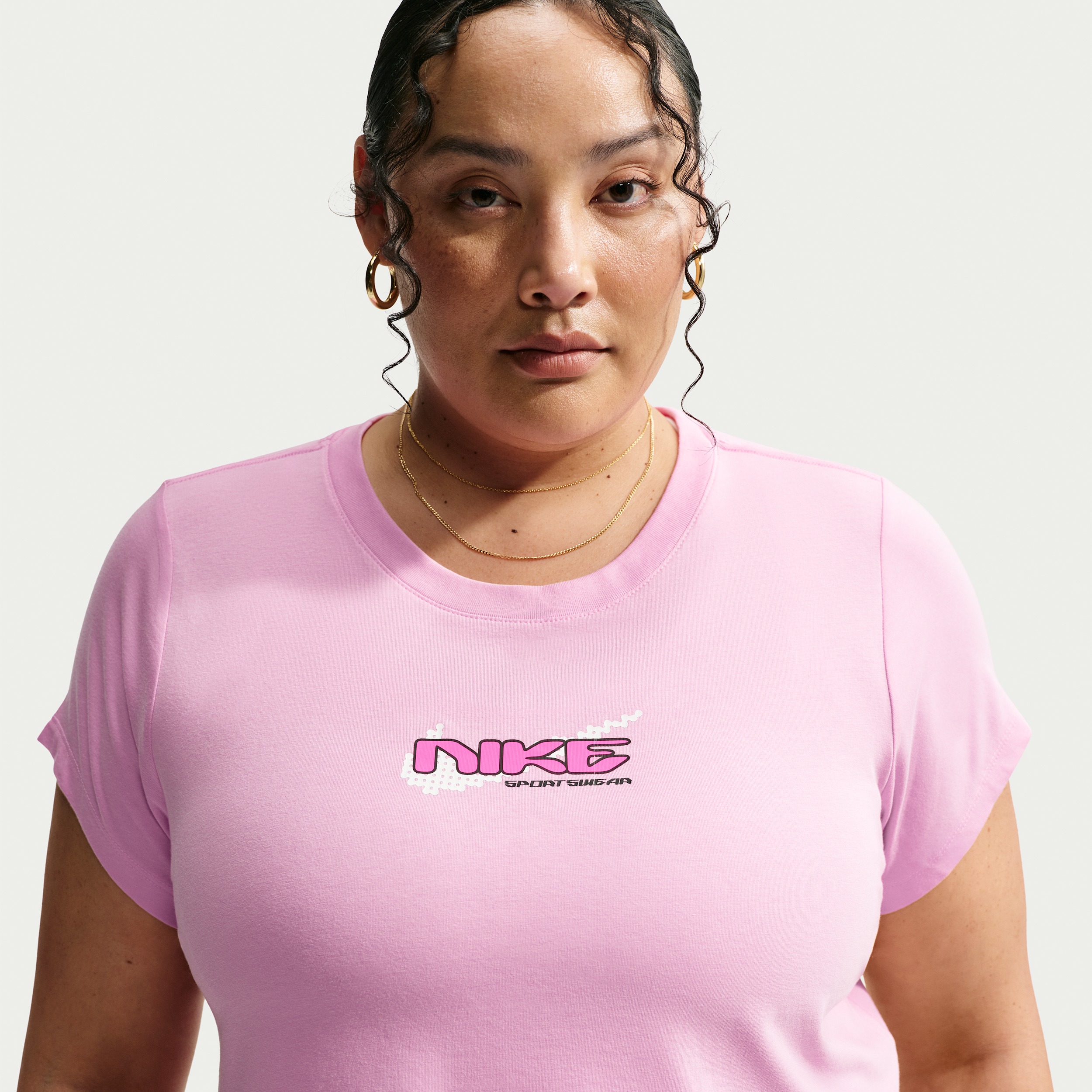 Women's Nike Sportswear Chill Knit Slim Cropped T-Shirt (Plus Size) in Pink | IM6377-621