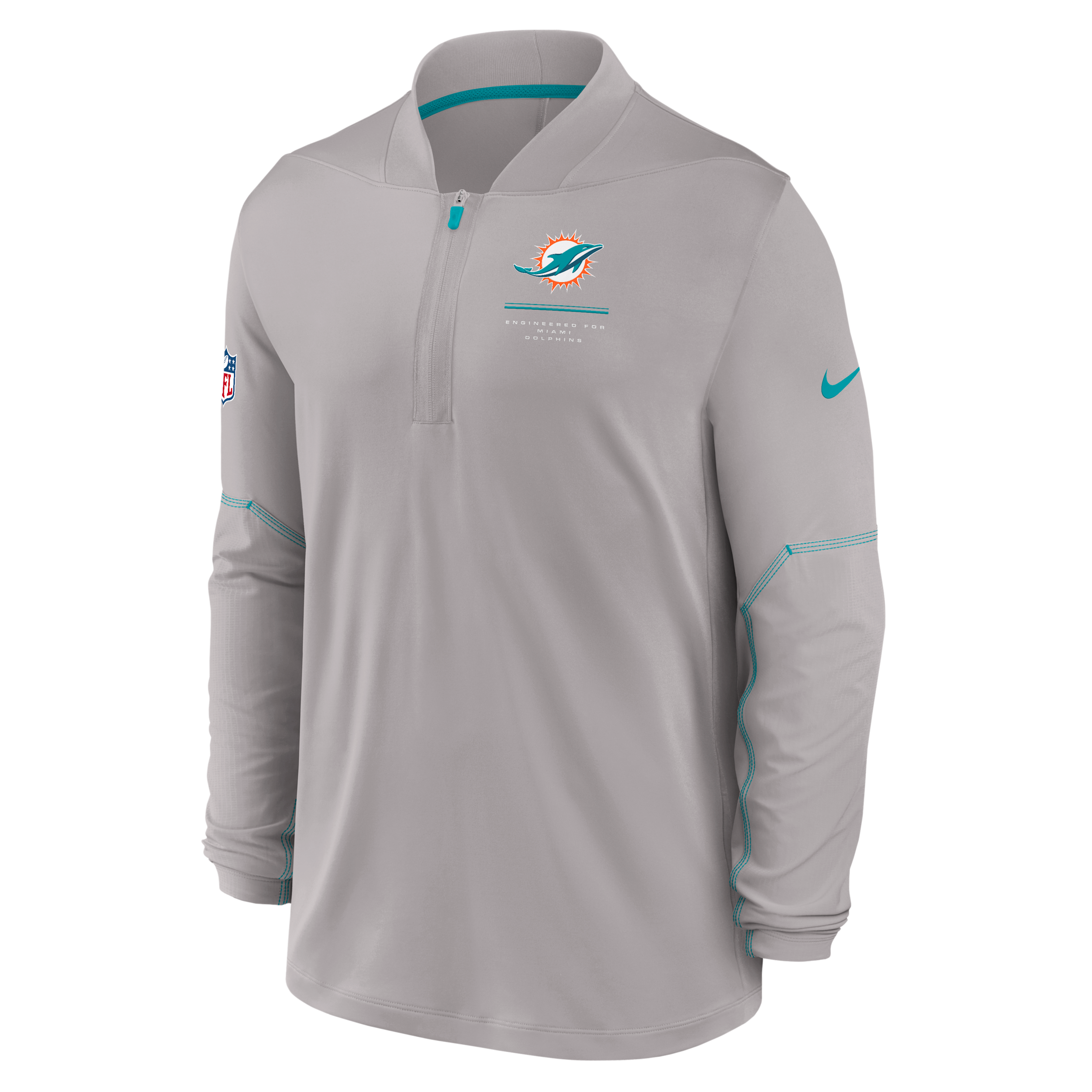 Men's Nike Gray Miami Dolphins Sideline Logo Glory Midweight Dri-FIT Half-Zip Pullover