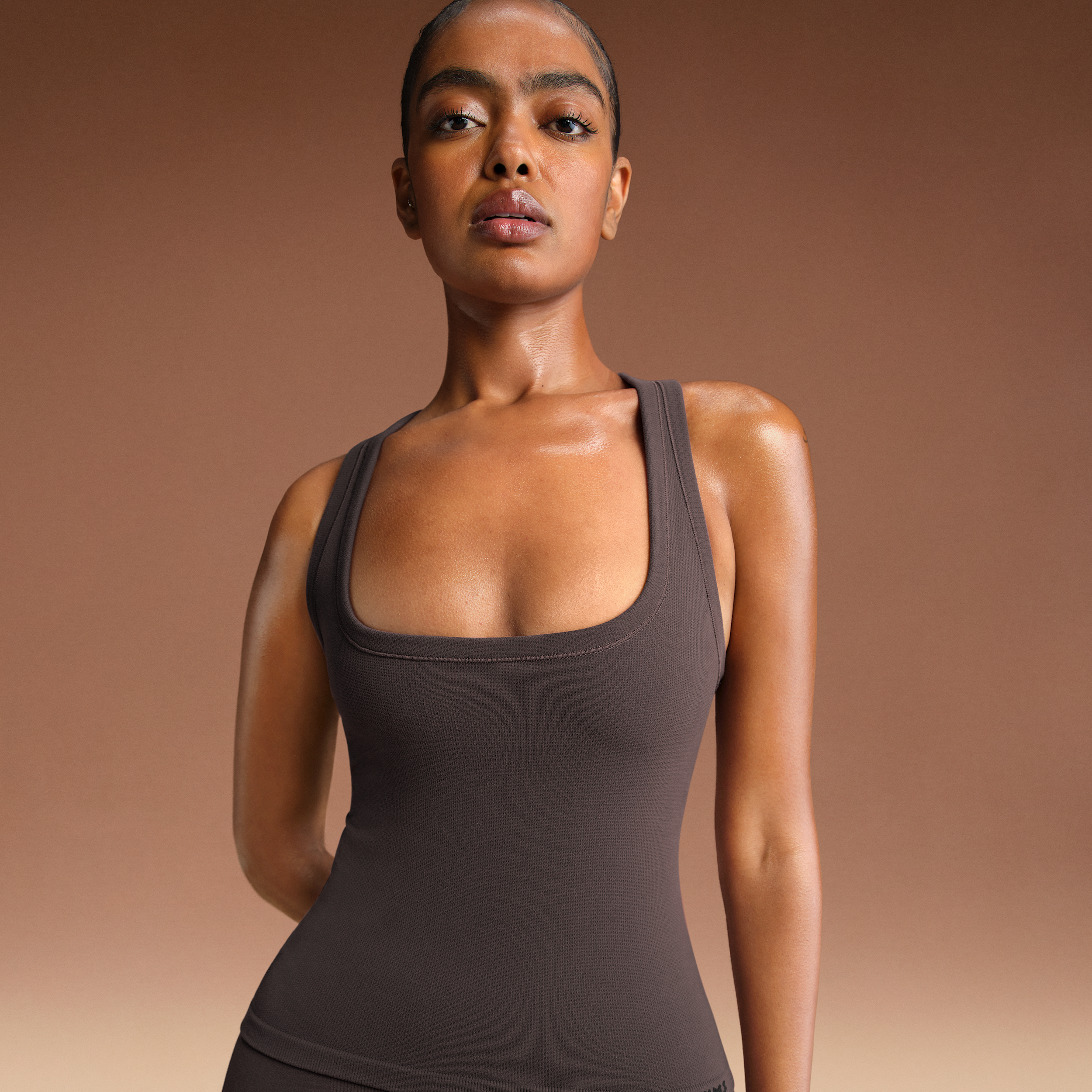 Nike Women'sskims Vintage Seamless Racerback Tank Top In Brown