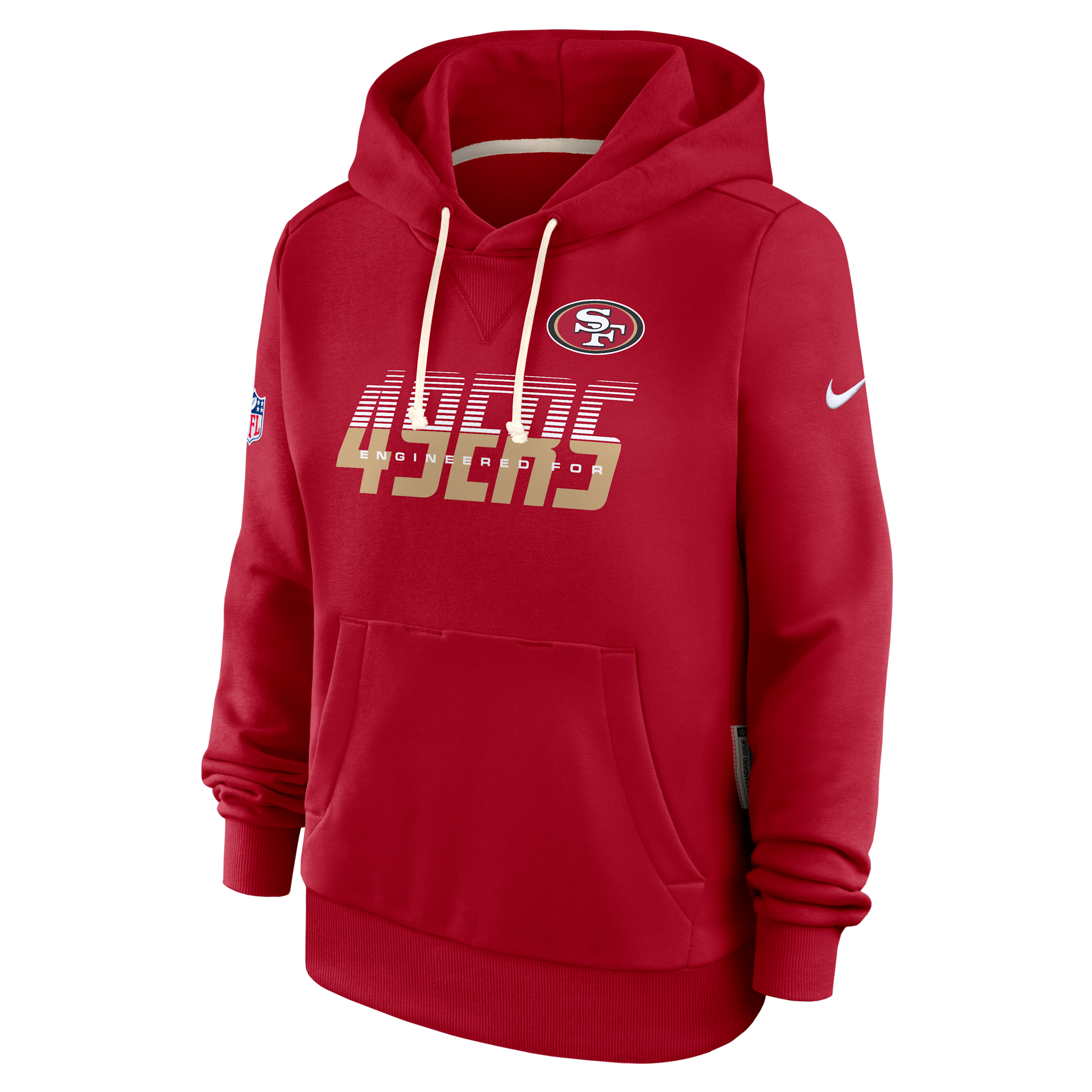 San Francisco 49ers Sideline Standard Issue Nike Women's Dri-FIT NFL Pullover Hoodie in Red | 03C36DL9B-SX8