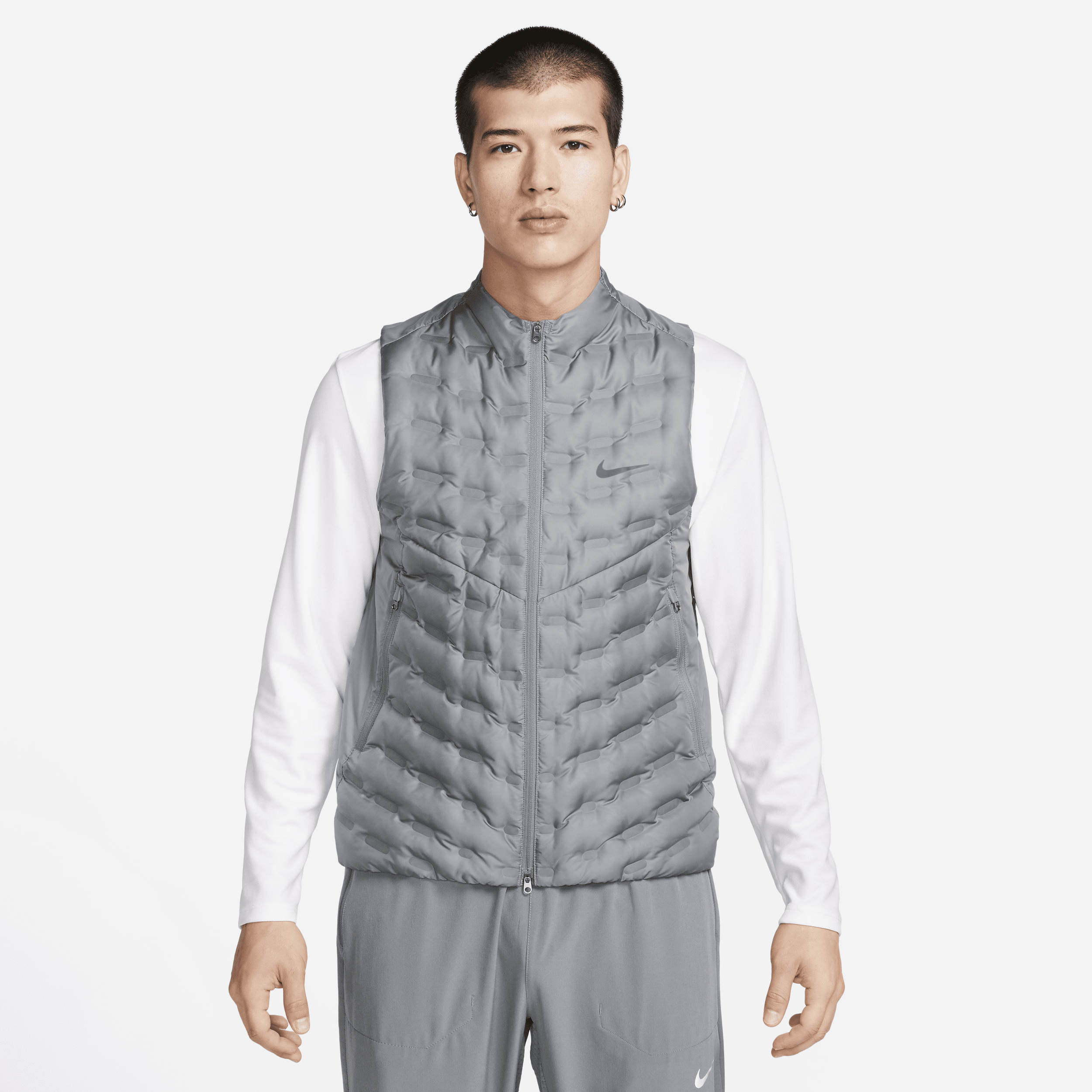 Nike Men's Therma-fit Adv Repel Aeroloft Down Running Vest In Grey