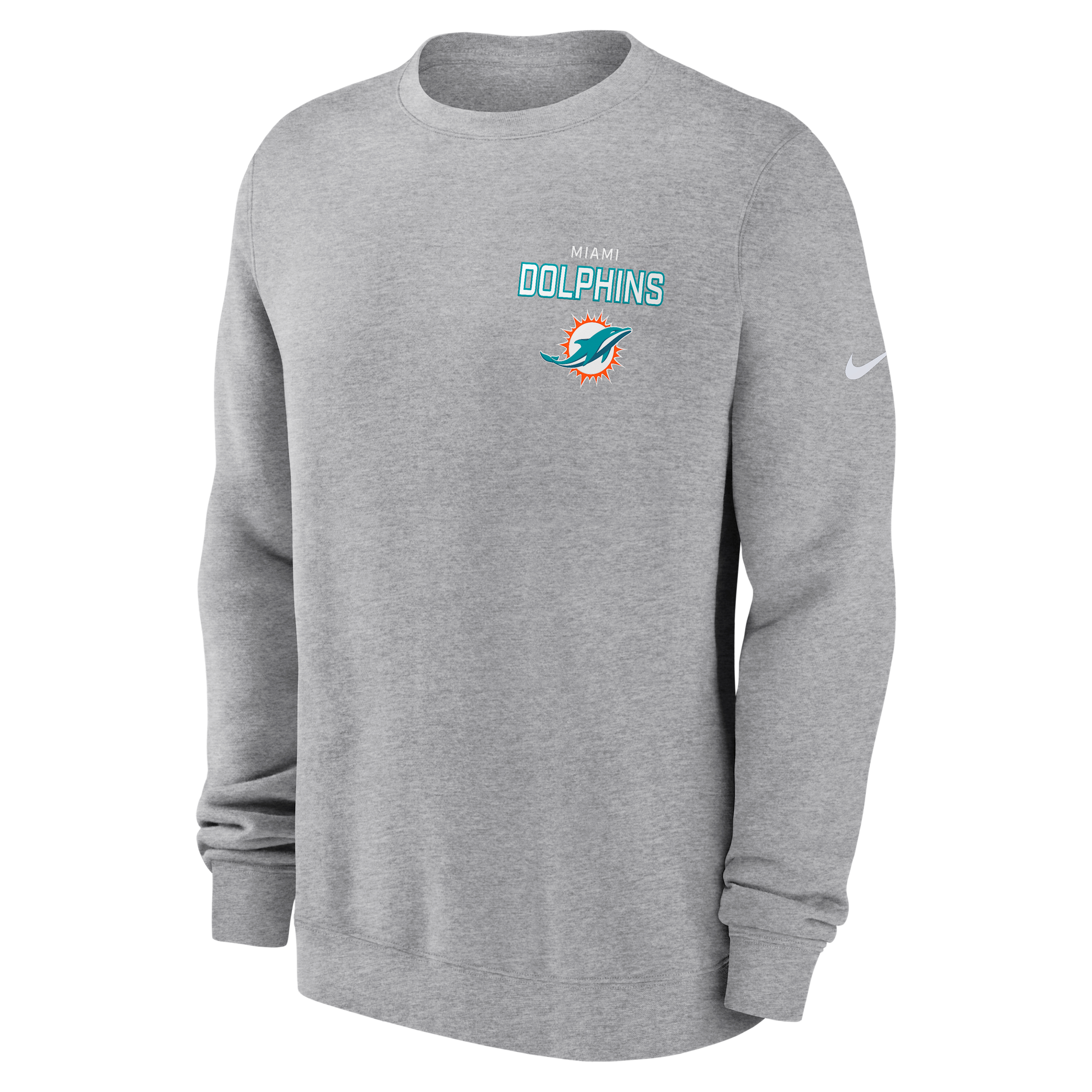 Nike Men's Heather Gray Miami Dolphins Primetime Club Fleece Pullover Sweatshirt - Heather Gray