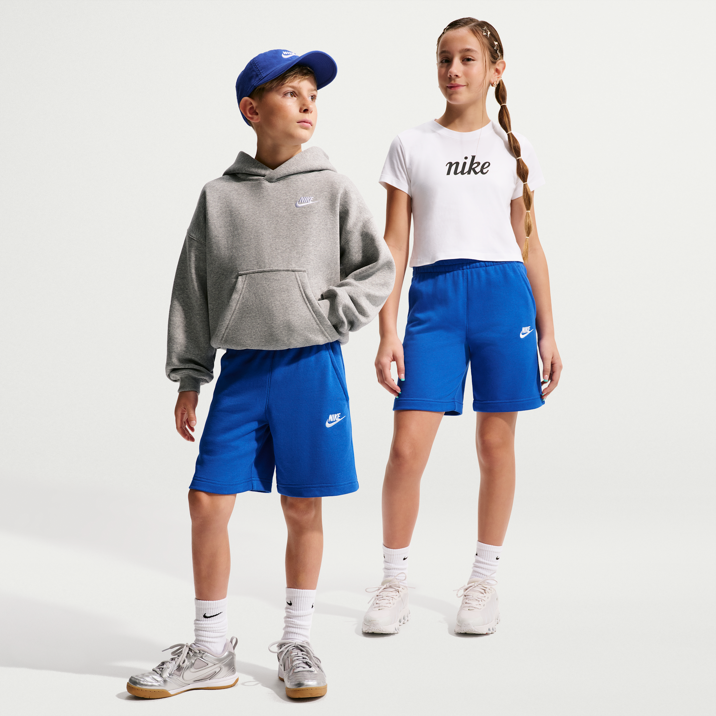 Nike Sportswear Club Fleece Big Kids' French Terry Shorts in Blue | FD3015-480