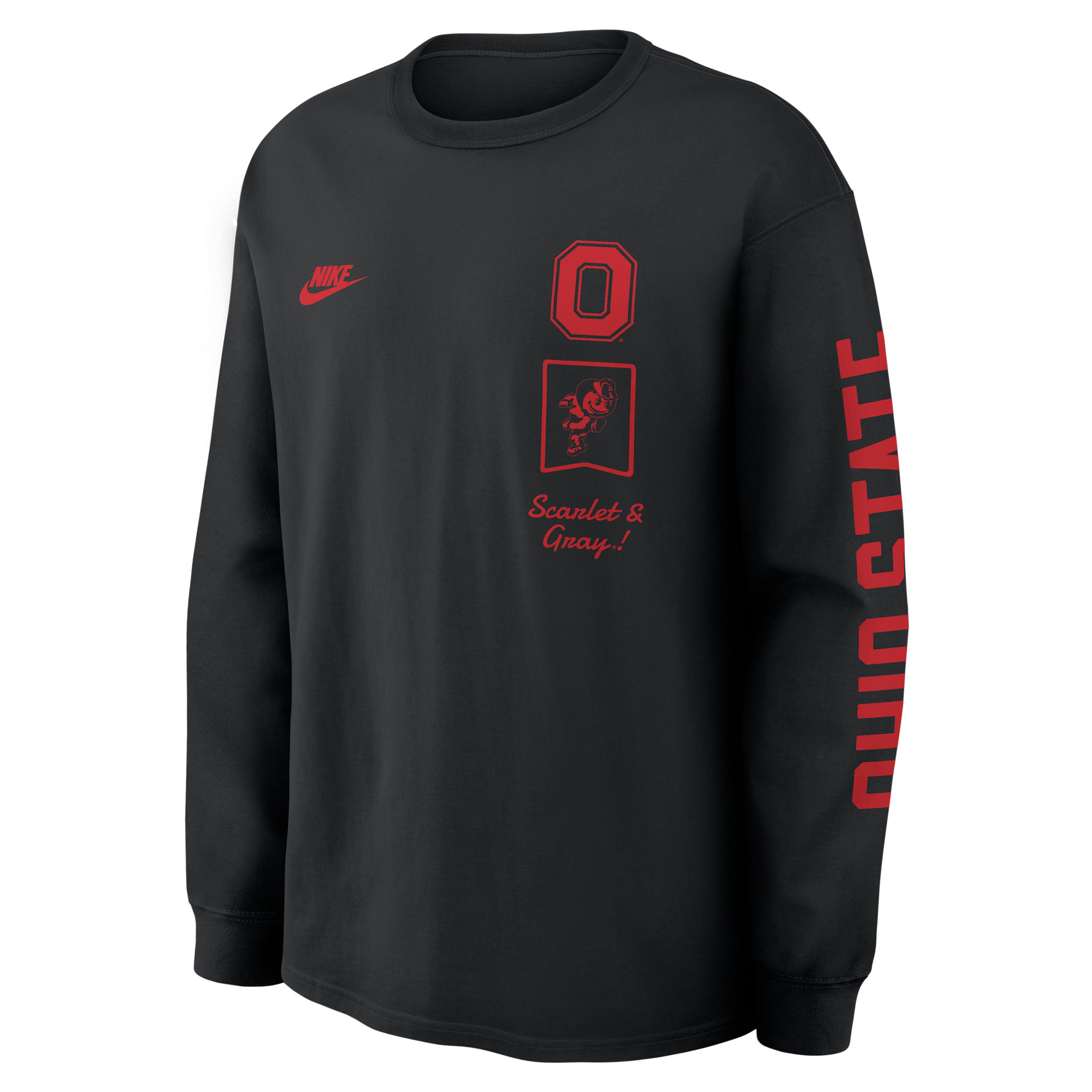 Nike Men's Black Ohio State Buckeyes Max 90 Legacy Multi Graphic Long-Sleeve T-Shirt - Black