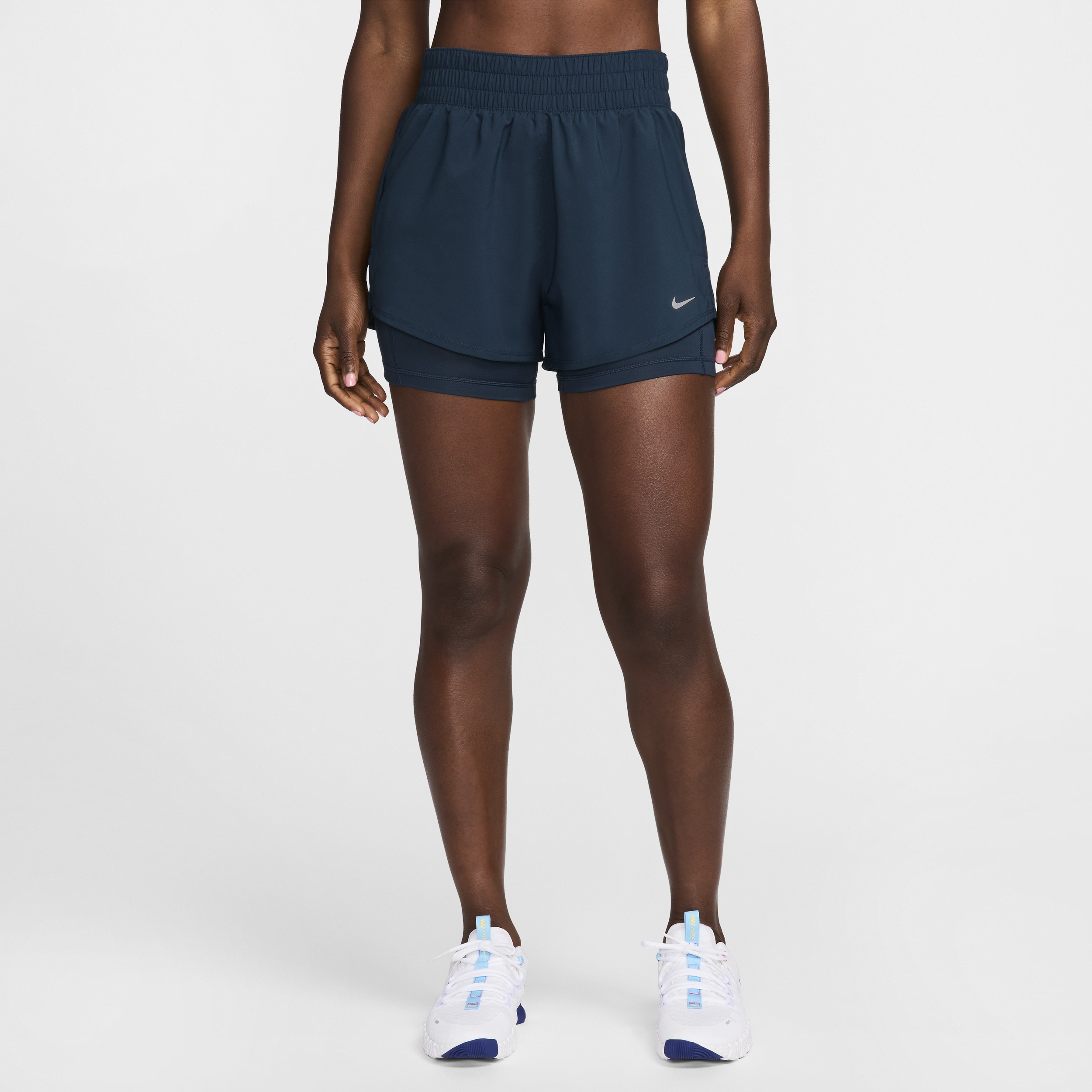 Nike Women's One Dri-fit High-waisted 3" 2-in-1 Shorts In Blue