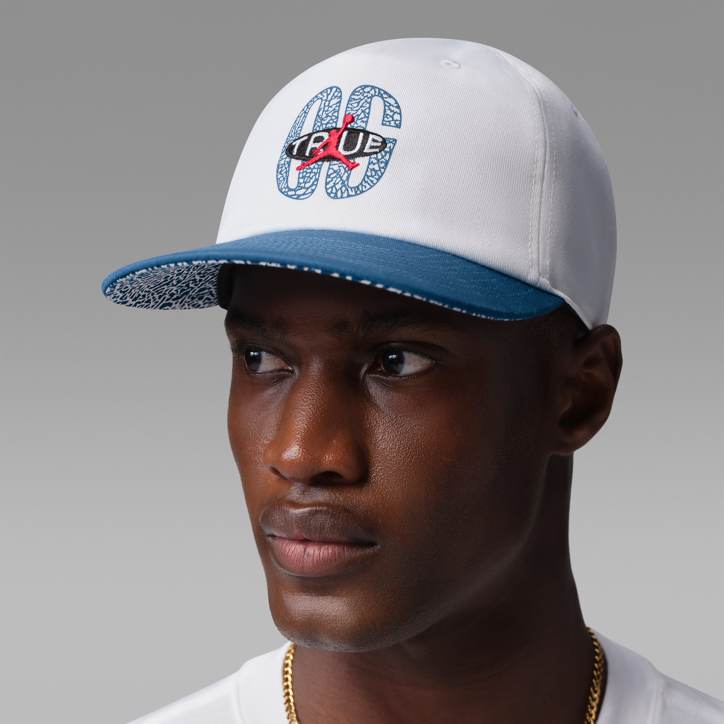 Jordan Pro Adjustable Hat, Men's, Small/Medium, White/True Blue