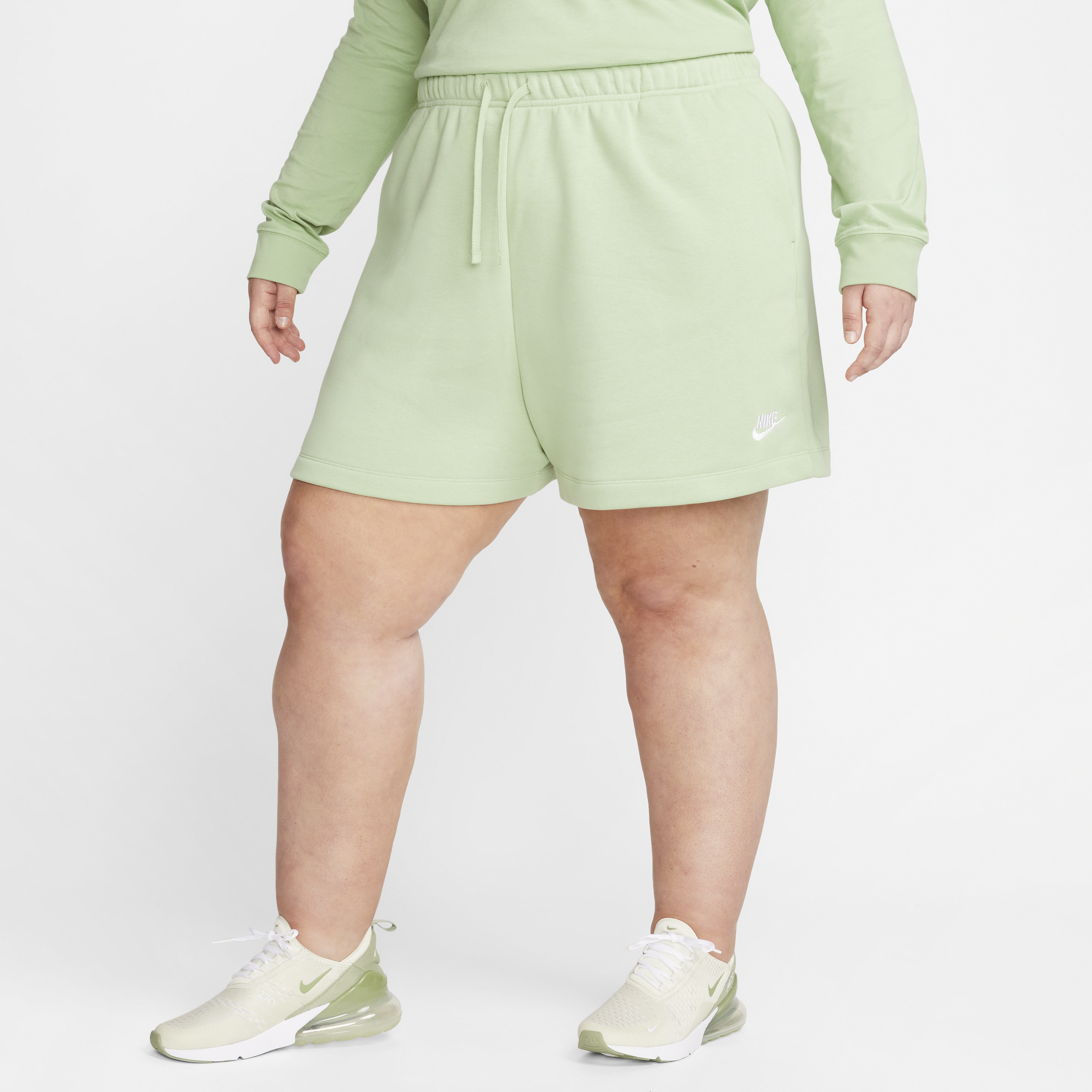 Nike Women's  Sportswear Club Fleece Mid-rise Shorts (plus Size) In Green