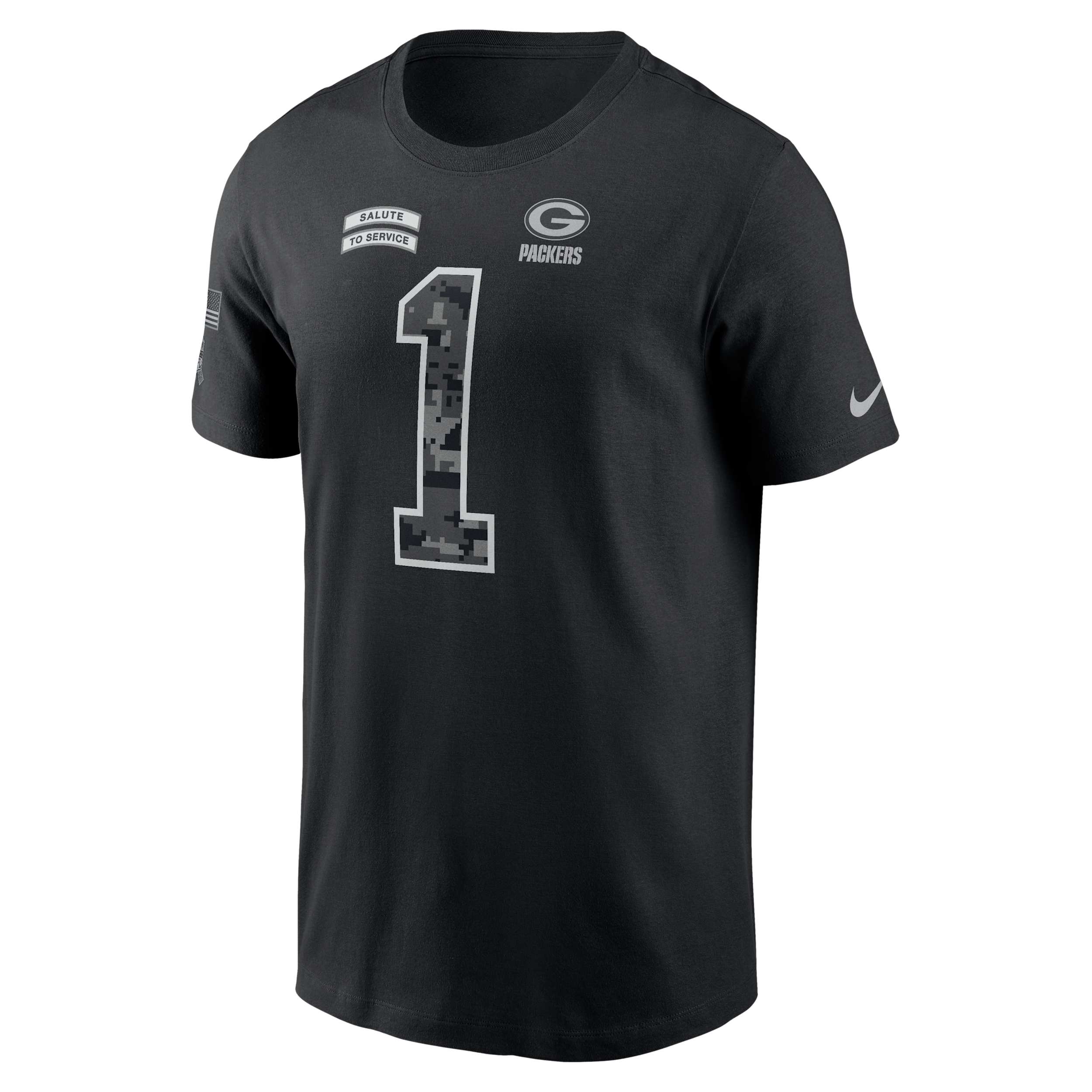 Nike Men's Micah Parsons Black Green Bay Packers 2026 Salute to Service Name & Number T-Shirt - Black