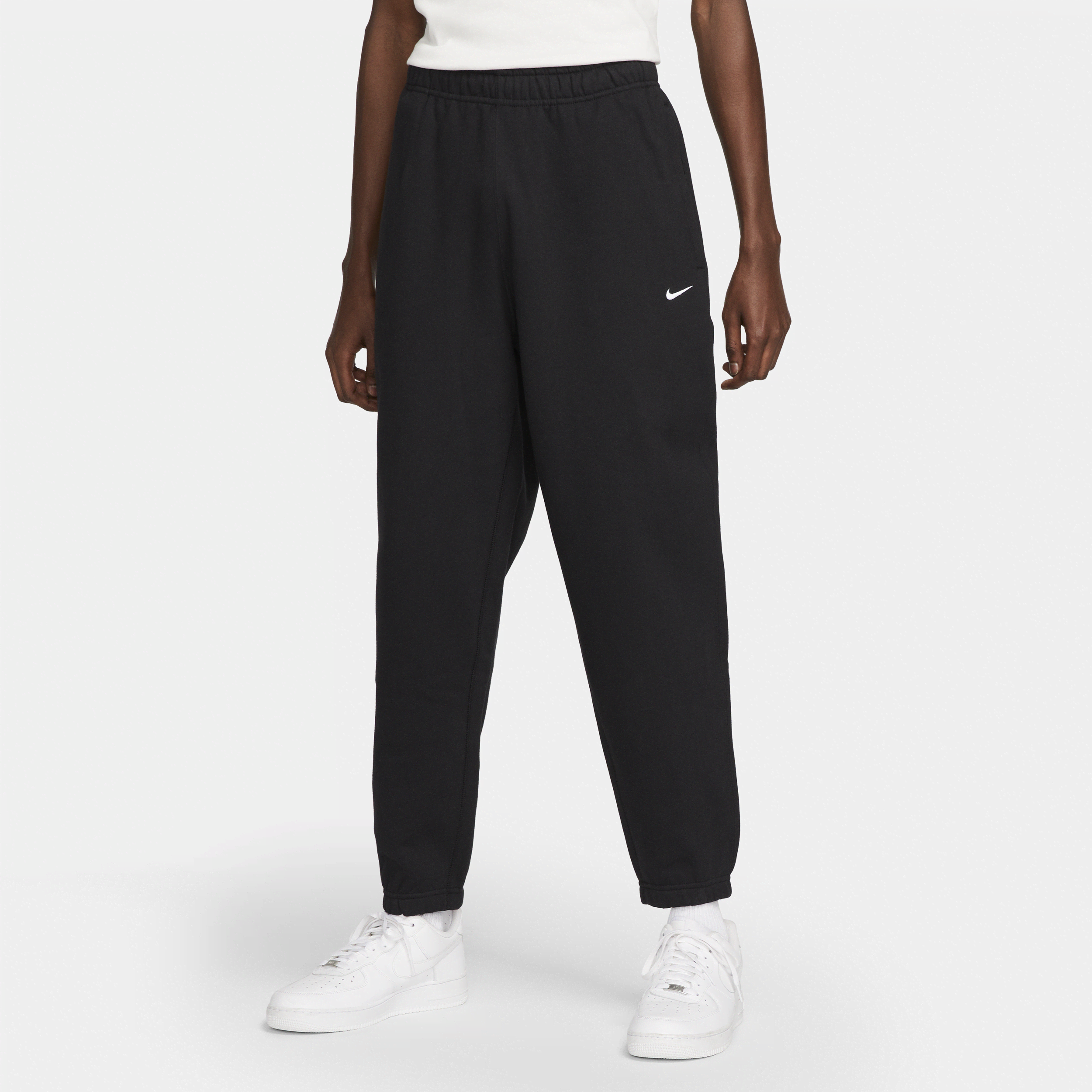 Shop Nike Men's Solo Swoosh Fleece Pants In Black