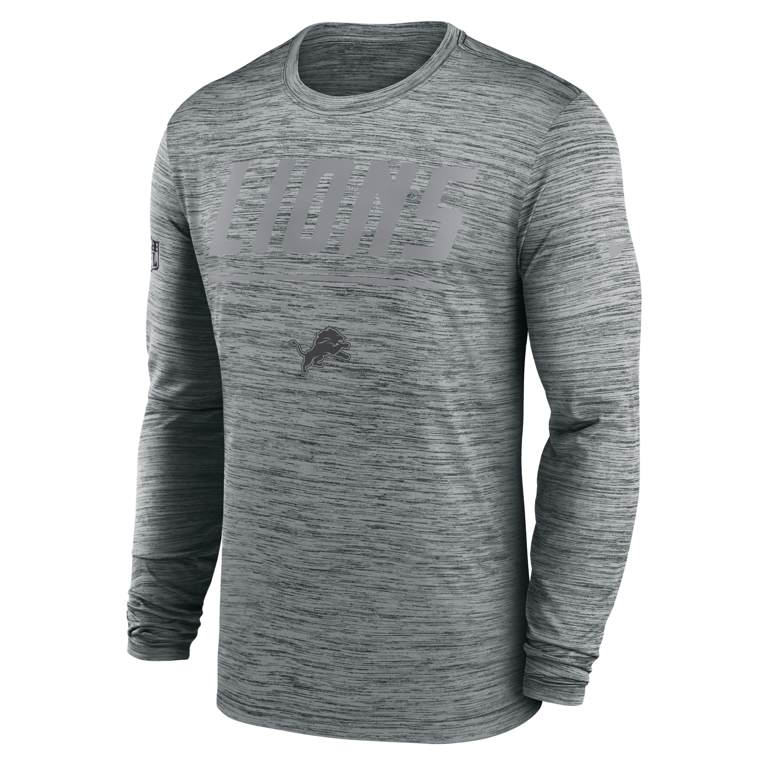 Detroit Lions Sideline Team Issue Velocity Nike Men's Dri-FIT NFL Long-Sleeve T-Shirt in Grey | 02EQ06G9J-CH4