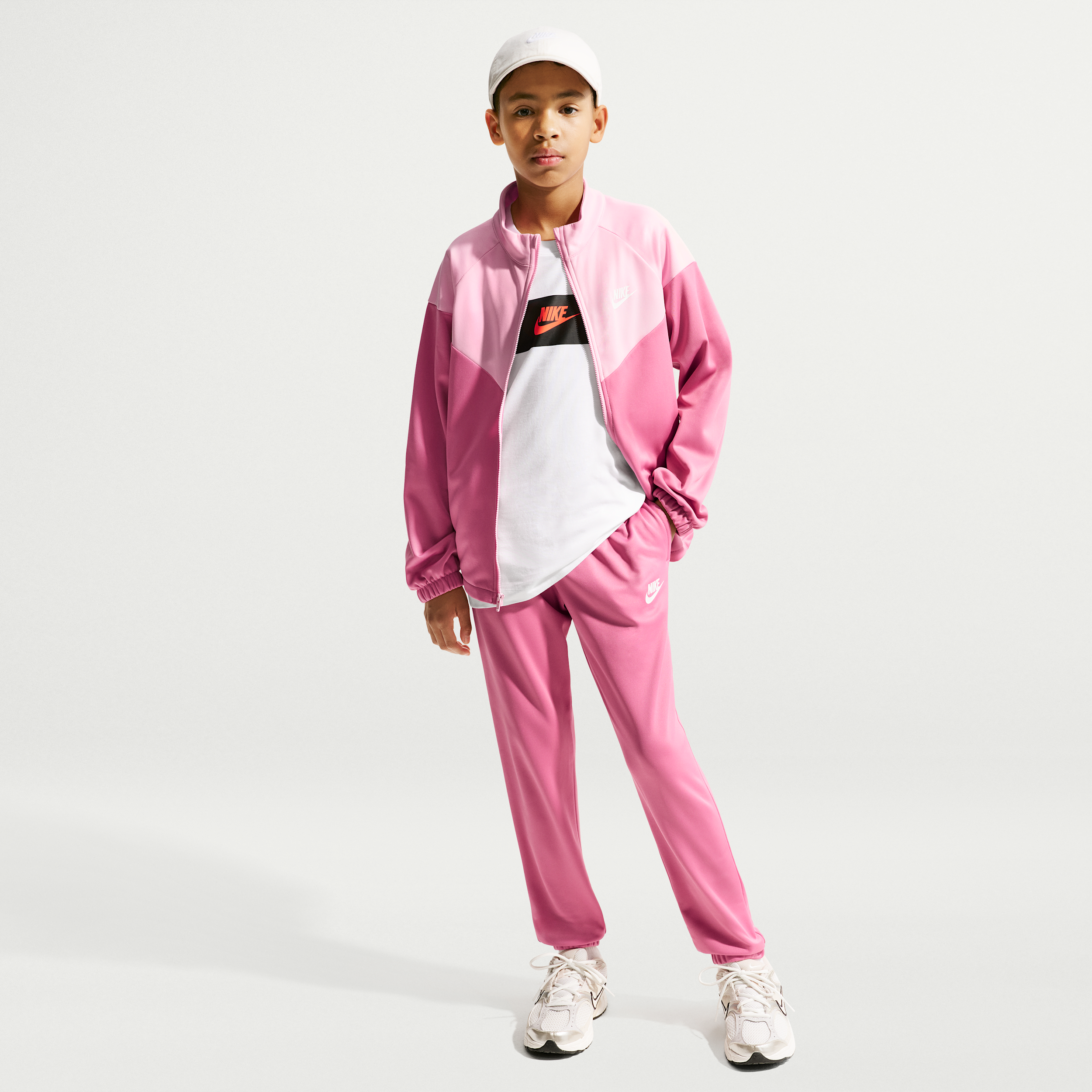 Nike Kids' Sportswear Dri-FIT Track Suit, XL, Peony/Med Soft Pink
