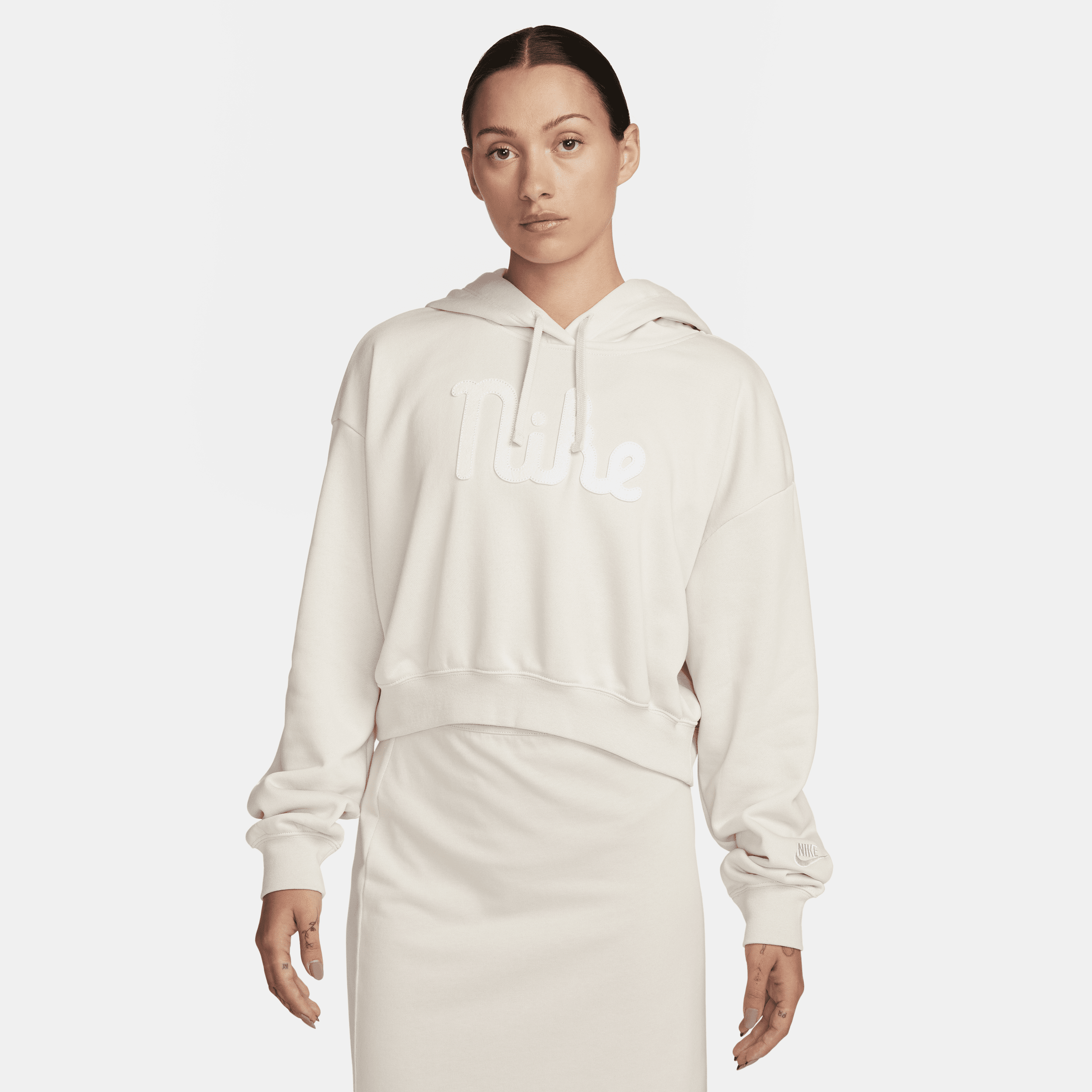 Shop Nike Women's  Sportswear Club Fleece Oversized Cropped Hoodie In Grey