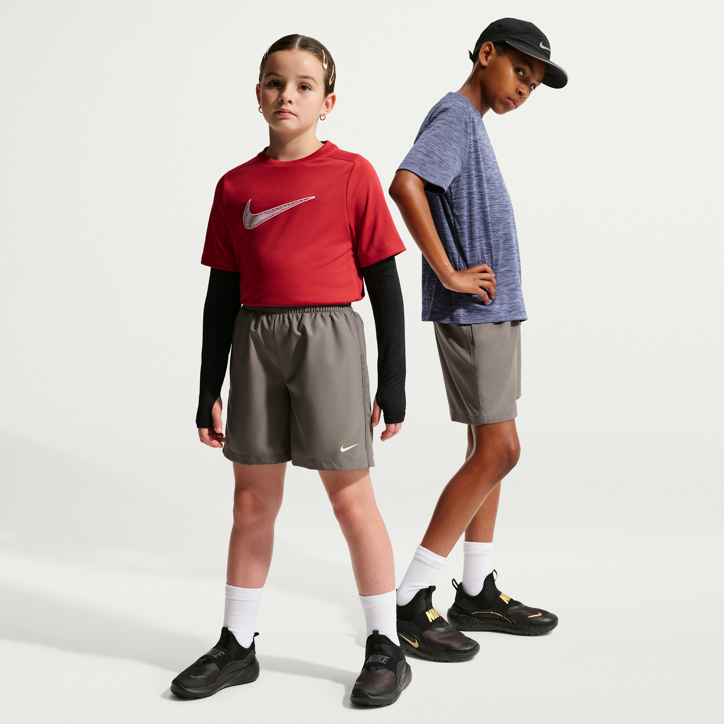 Nike Multi Big Kids' (Boys') Dri-FIT Woven Shorts in Grey | DX5382-289