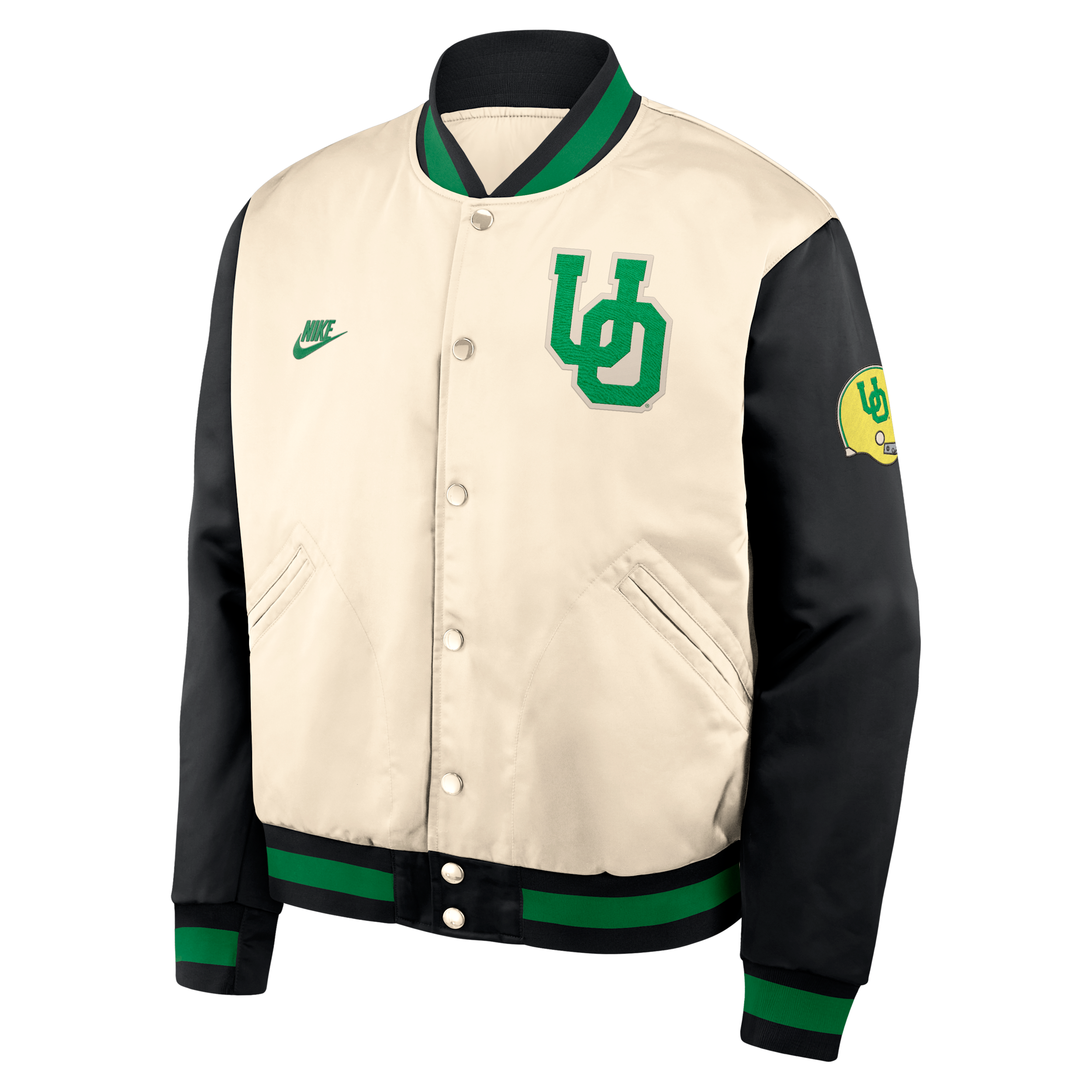 Nike Men's Natural/Black Oregon Ducks Legacy Full-Snap Bomber Jacket - Natural, Black